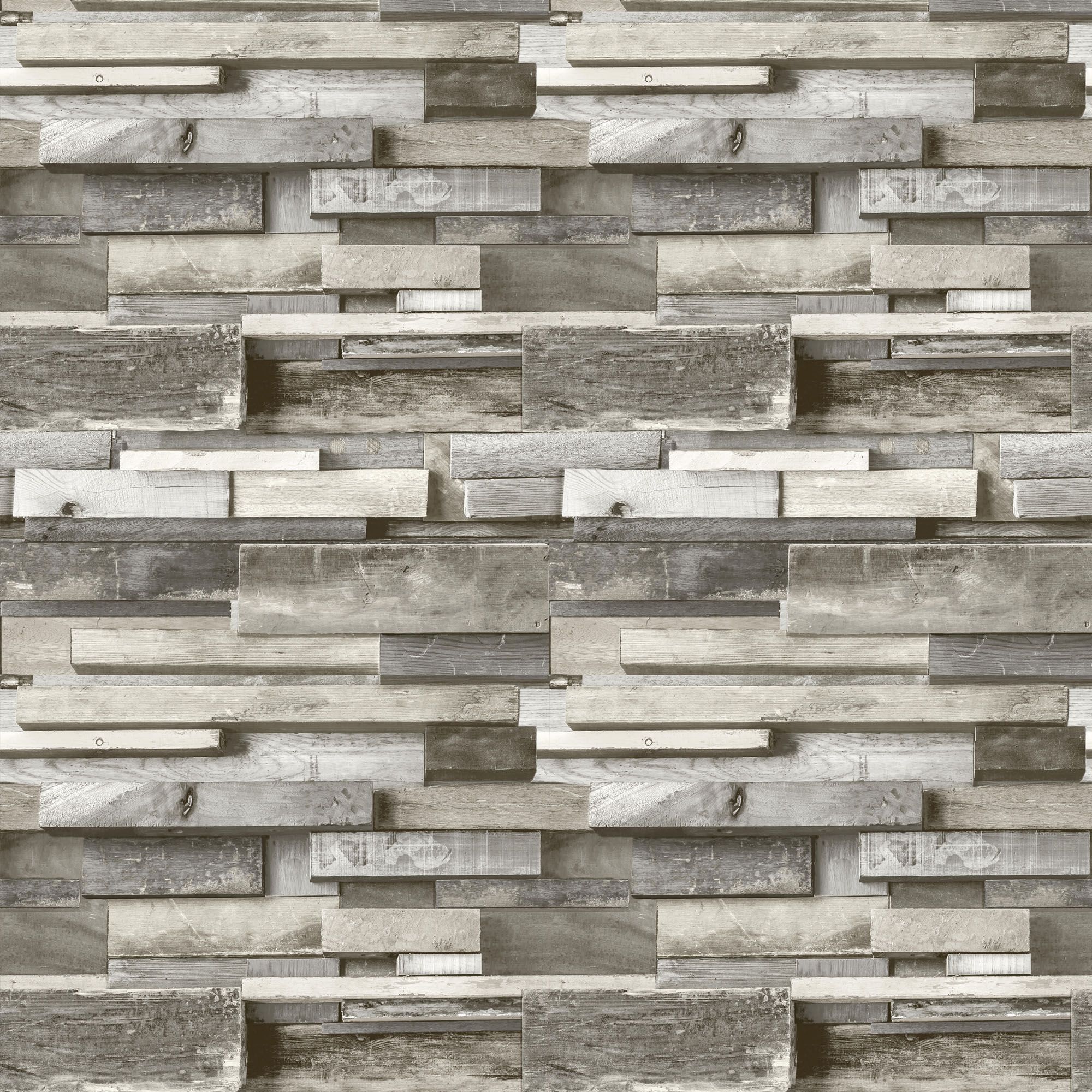 Gold Horizontal wood Grey Faux wall Wood effect Embossed Wallpaper