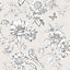 Gold Menagerie Cream & white Floral Mica effect Embossed Wallpaper Sample