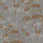 Gold Ophelia Copper Organic Glitter effect Embossed Wallpaper
