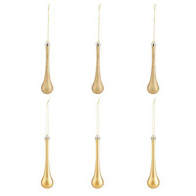 Gold Pearlescent effect Plastic Teardrop Decoration, Pack of 6