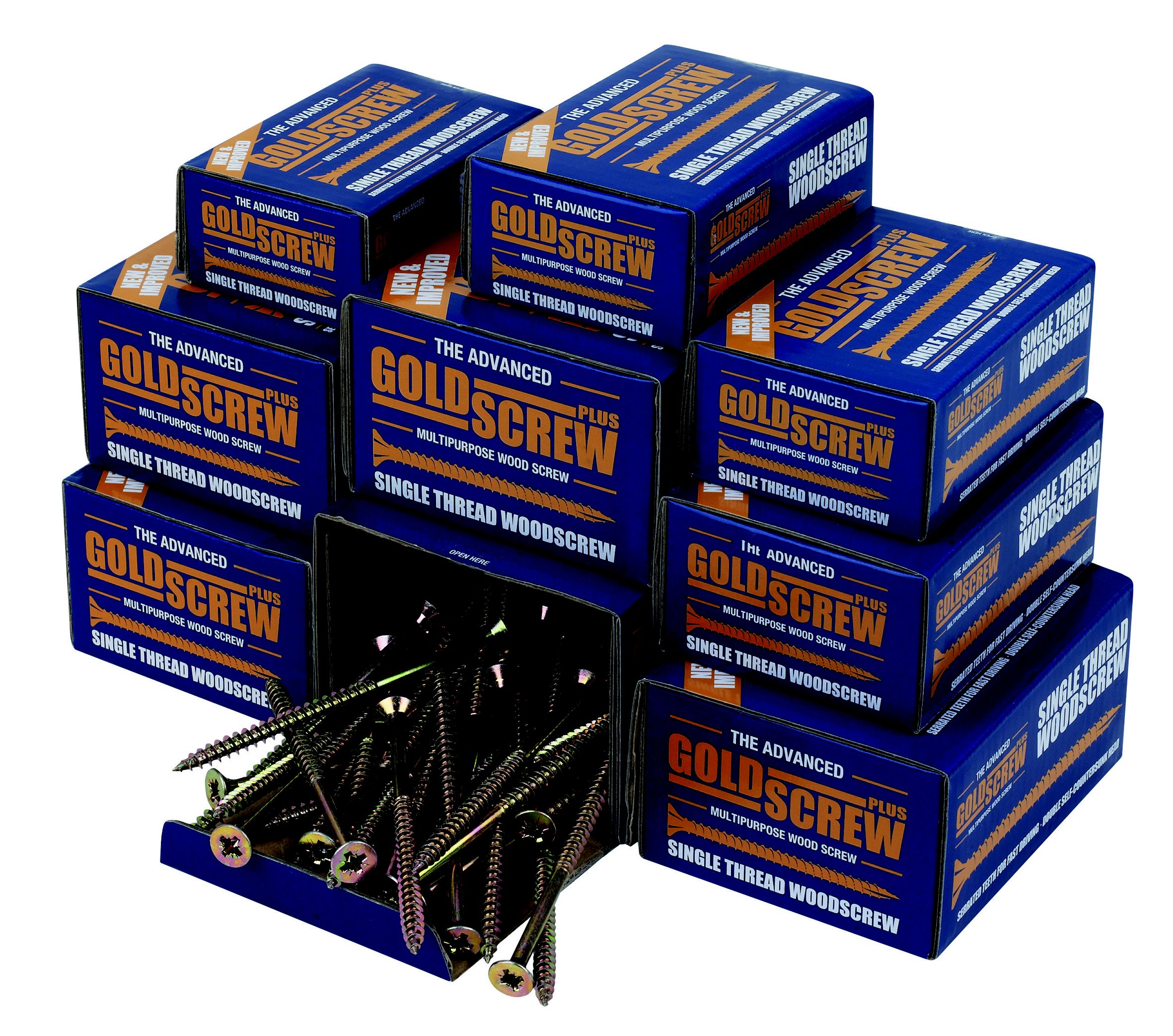 Goldscrew Plus Double self-countersunk Zinc-plated Carbon steel Screws trade case, Pack of 1400