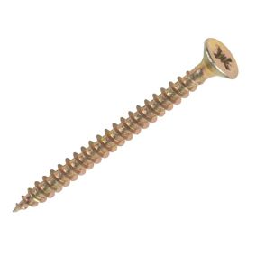 Goldscrew PZ Double-countersunk Yellow-passivated Carbon steel Screw (Dia)4mm (L)30mm, Pack of 200