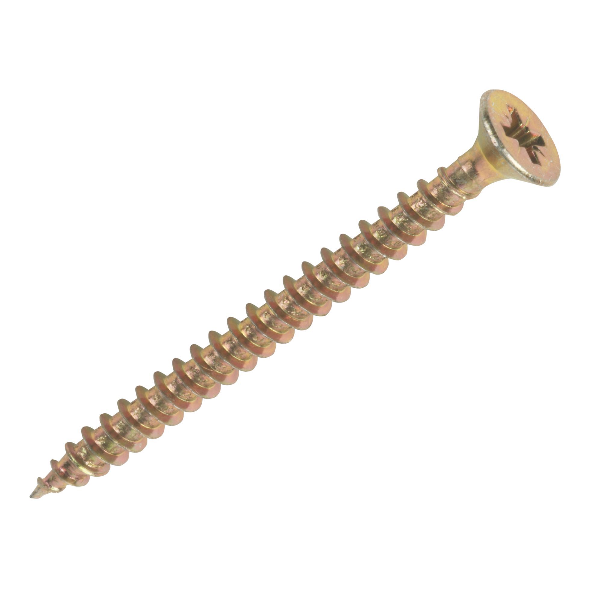 Goldscrew PZ Double-countersunk Yellow-passivated Carbon steel Screw (Dia)4mm (L)50mm, Pack of 200