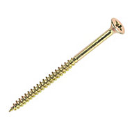 Goldscrew PZ Flat countersunk Yellow-passivated Carbon steel Multipurpose screw (Dia)5mm (L)70mm, Pack of 100
