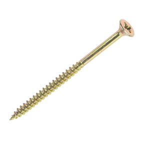 Goldscrew PZ Flat countersunk Yellow-passivated Carbon steel Multipurpose screw (Dia)5mm (L)70mm, Pack of 100
