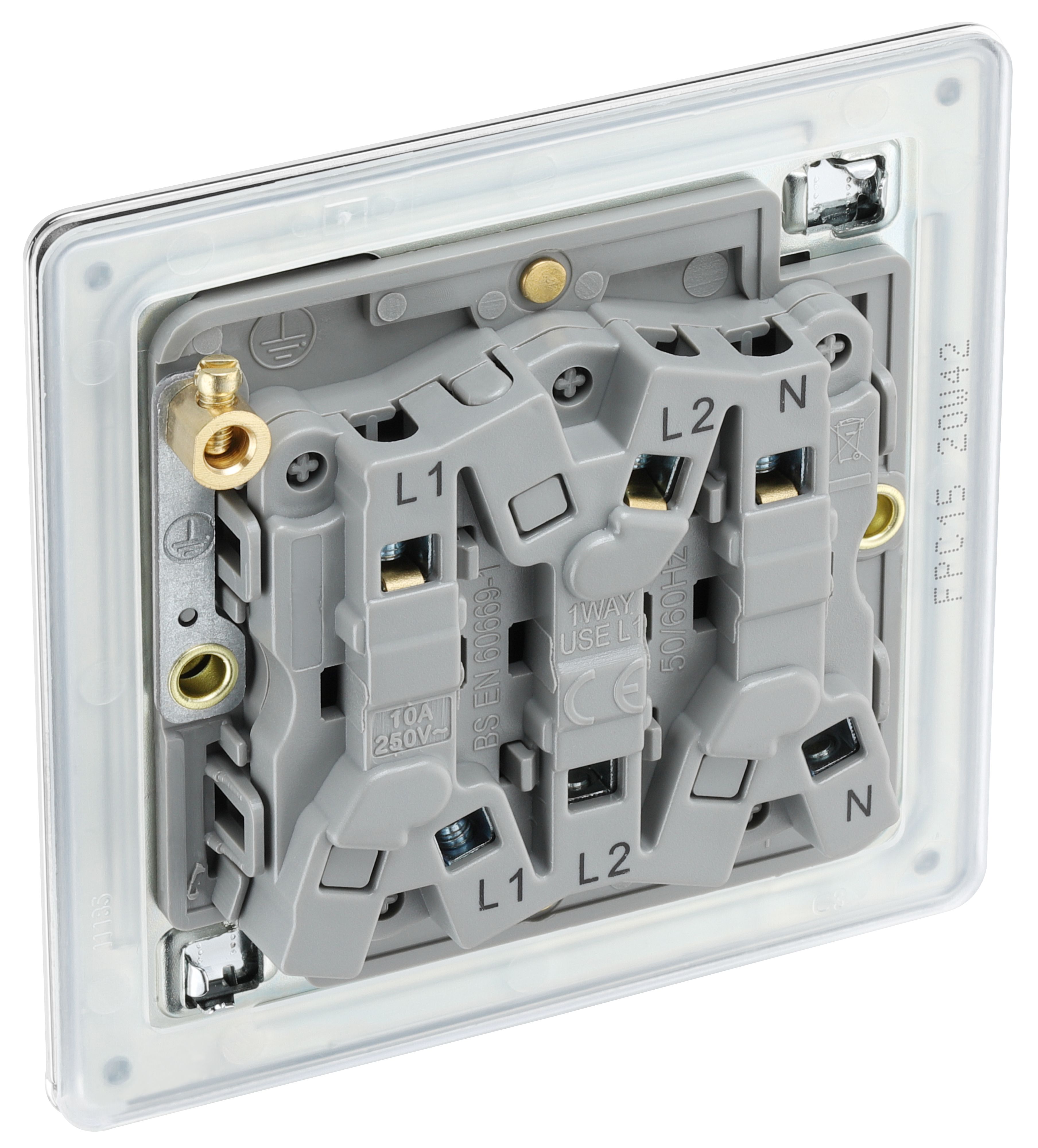 GoodHome 10A Rocker Flat Control switch Chrome effect