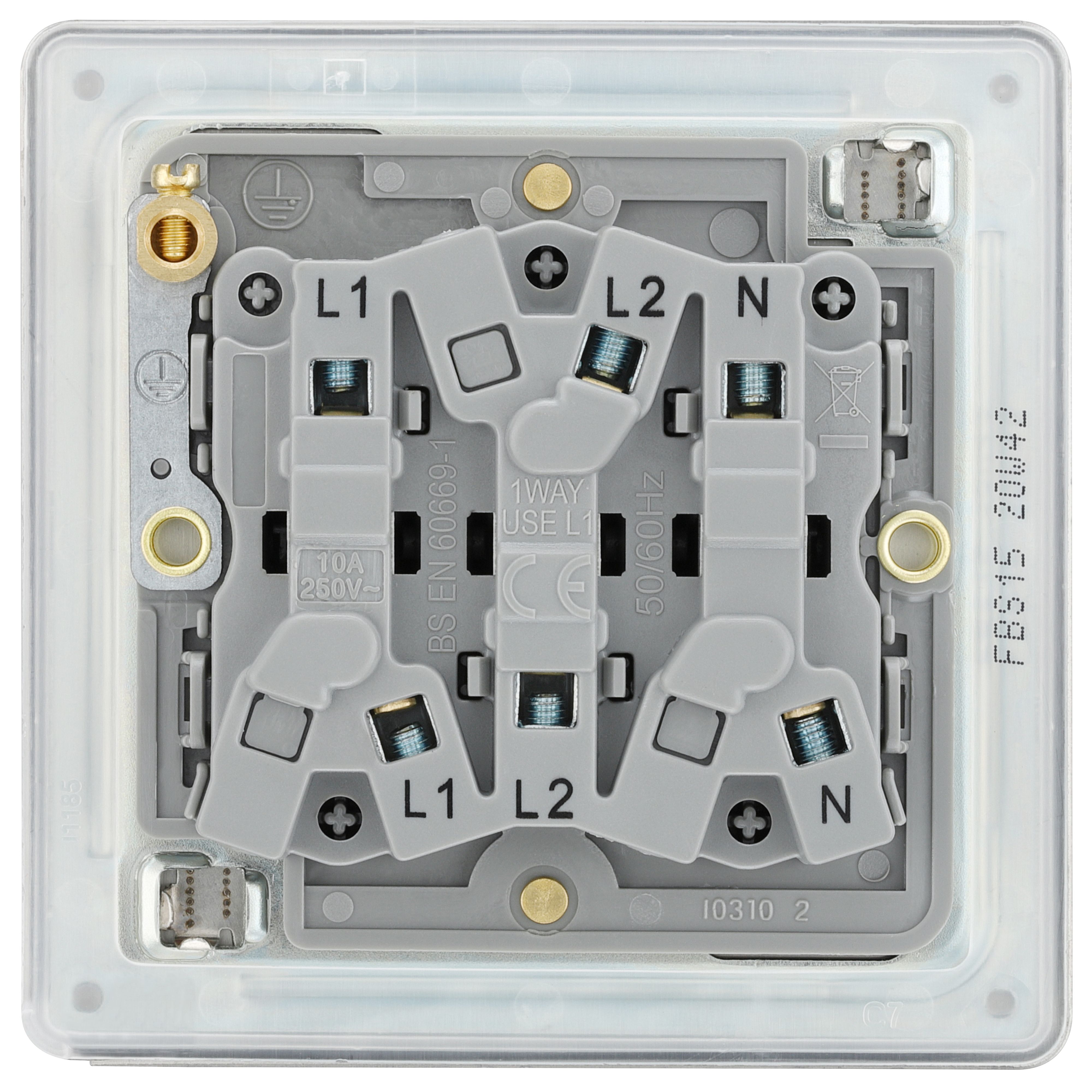 GoodHome 10A Rocker Flat Control switch Satin Steel effect