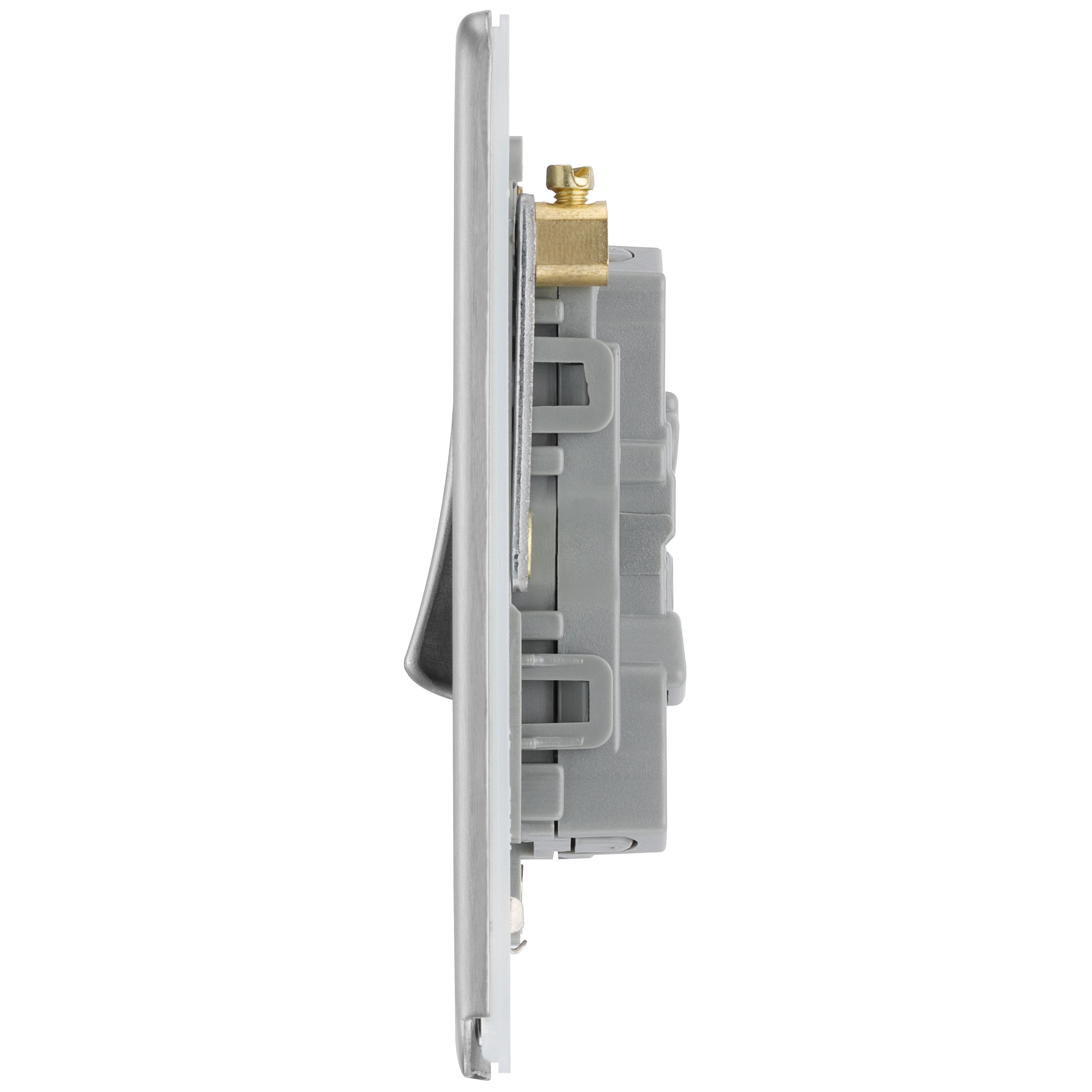 GoodHome 10A Rocker Flat Control switch Satin Steel effect