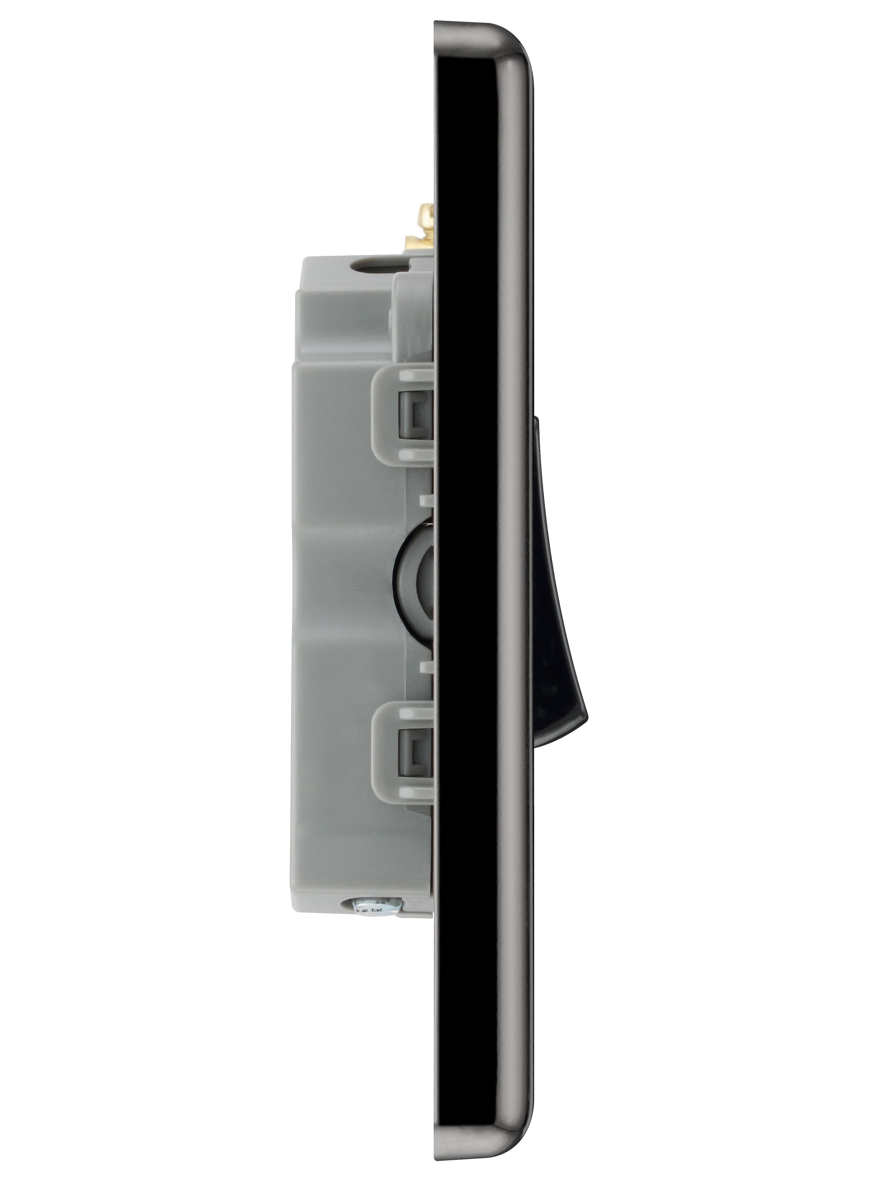 GoodHome 10A Rocker Raised rounded Control switch Black - 5