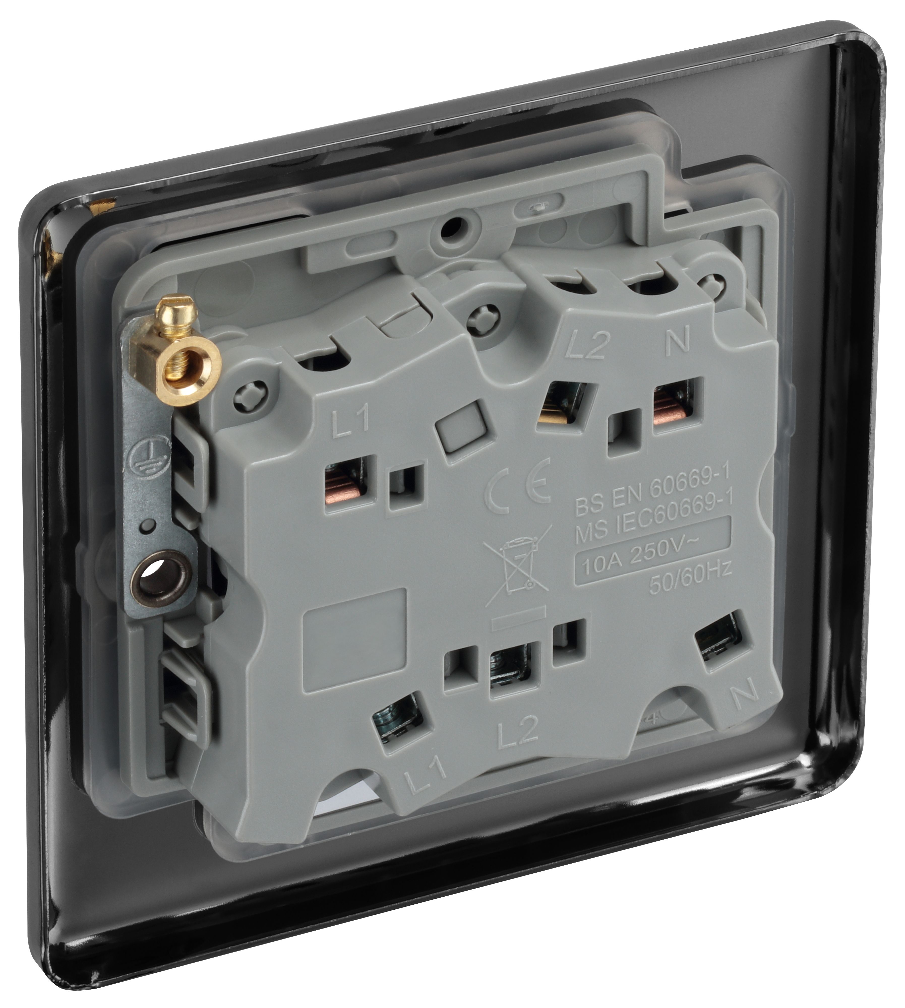 GoodHome 10A Rocker Raised rounded Control switch Black - 6