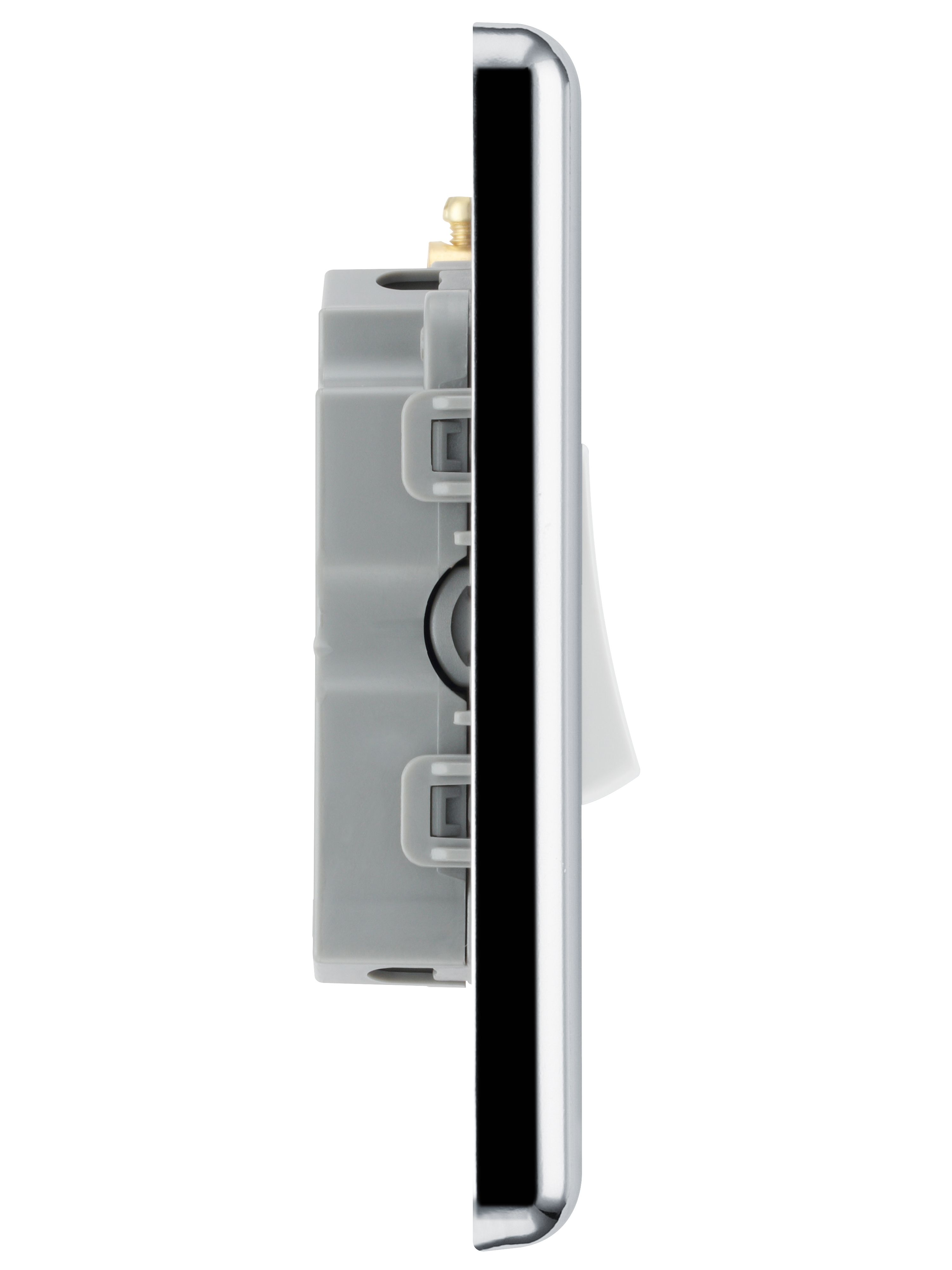 GoodHome 10A Rocker Raised rounded Control switch Chrome effect - 5