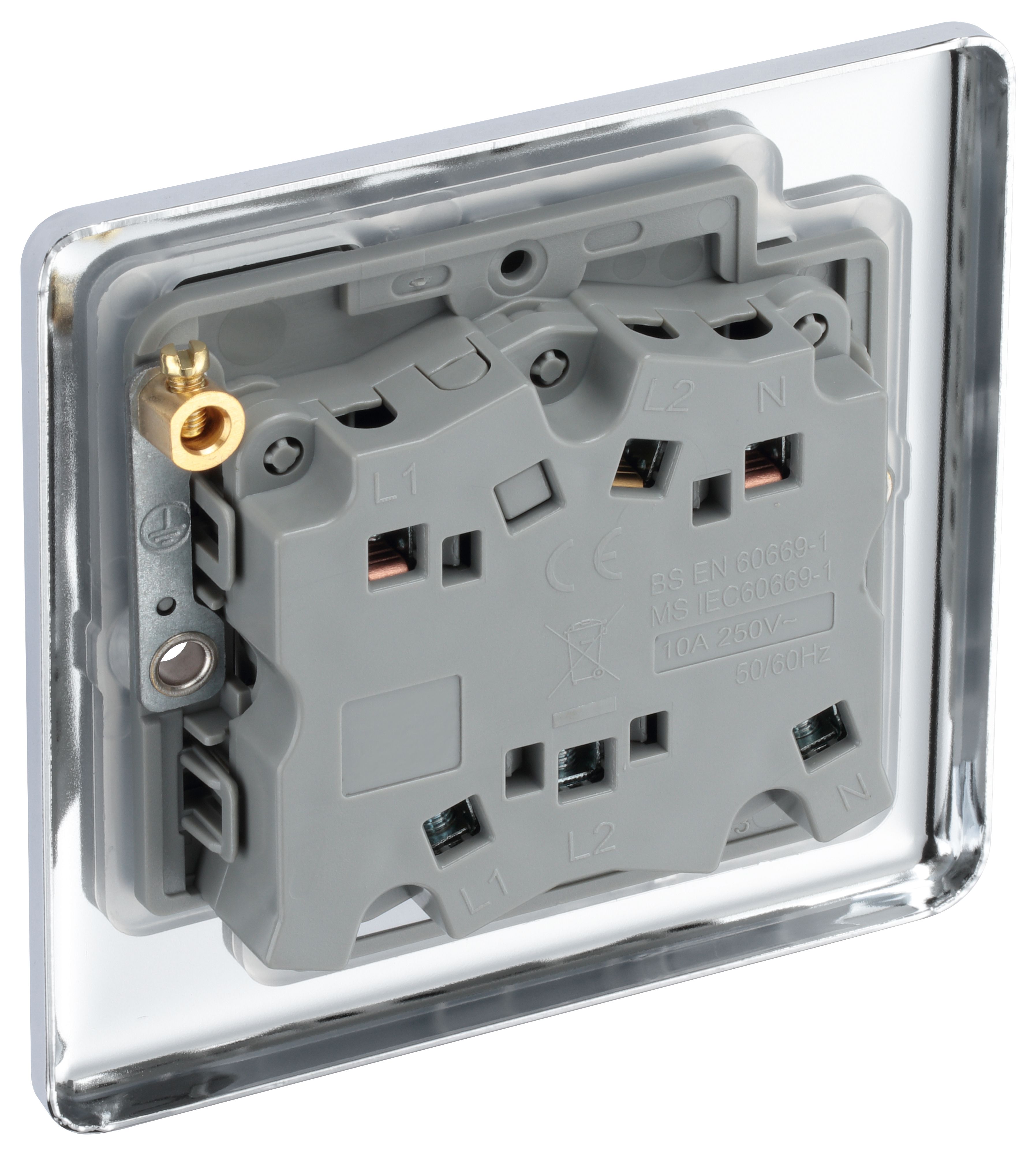 GoodHome 10A Rocker Raised rounded Control switch Chrome effect - 6