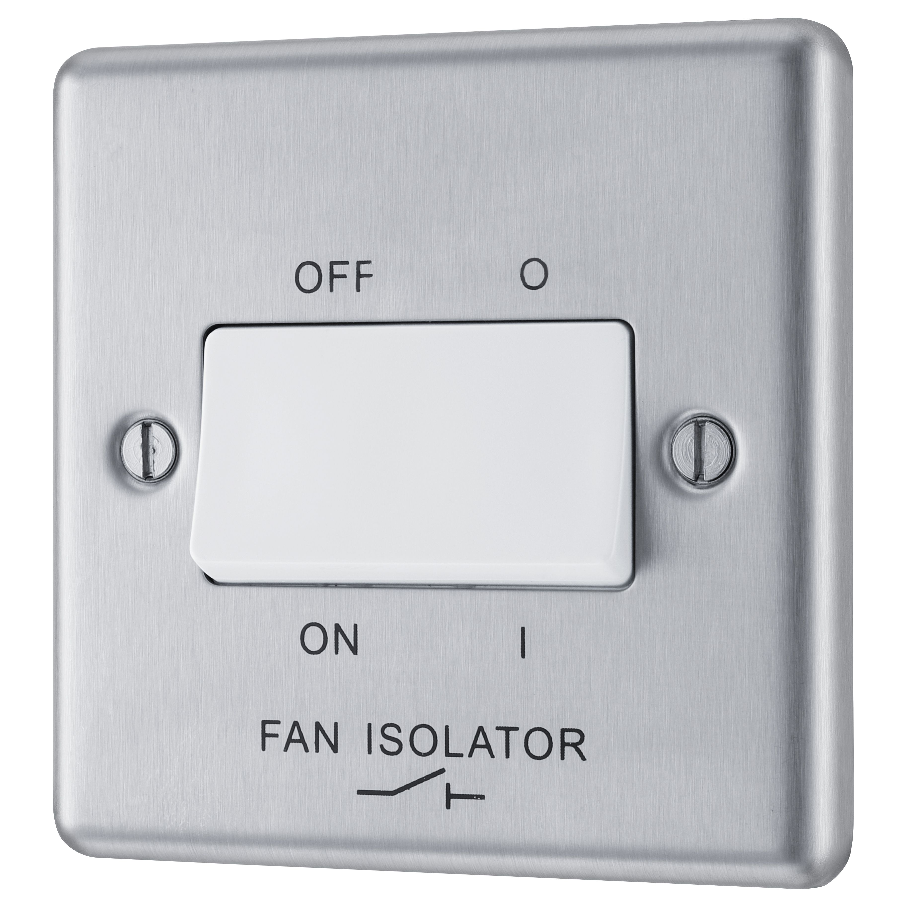 GoodHome 10A Rocker Raised rounded Control switch Steel effect