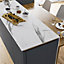 GoodHome 12mm Nepeta Matt White Marble effect Paper & resin Square edge Kitchen Breakfast bar, (L)2000mm