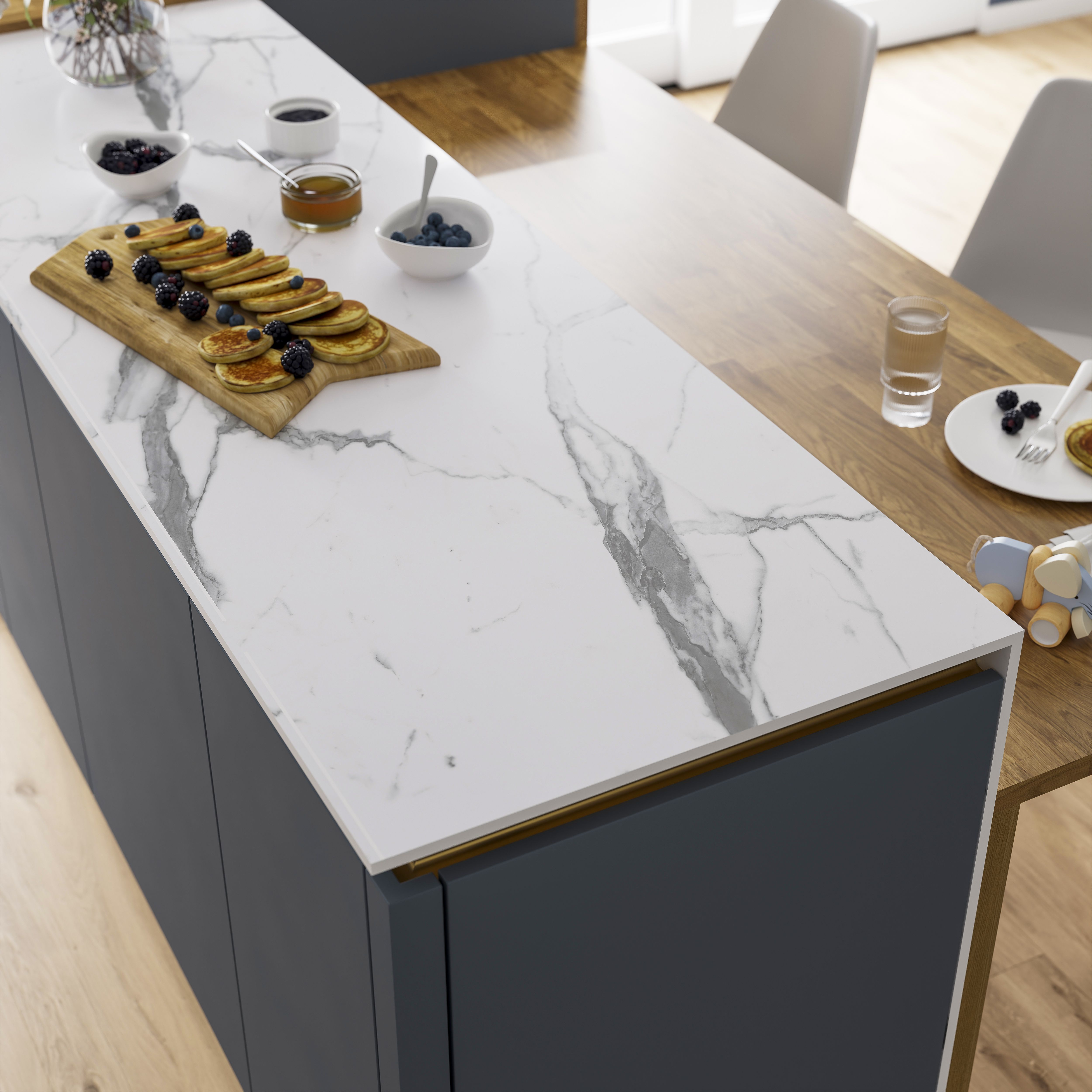 12mm Nepeta White Marble effect Worktop Worktop