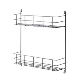 GoodHome 2 tier Anthracite Non-magnetic Steel Shelving (L)380mm