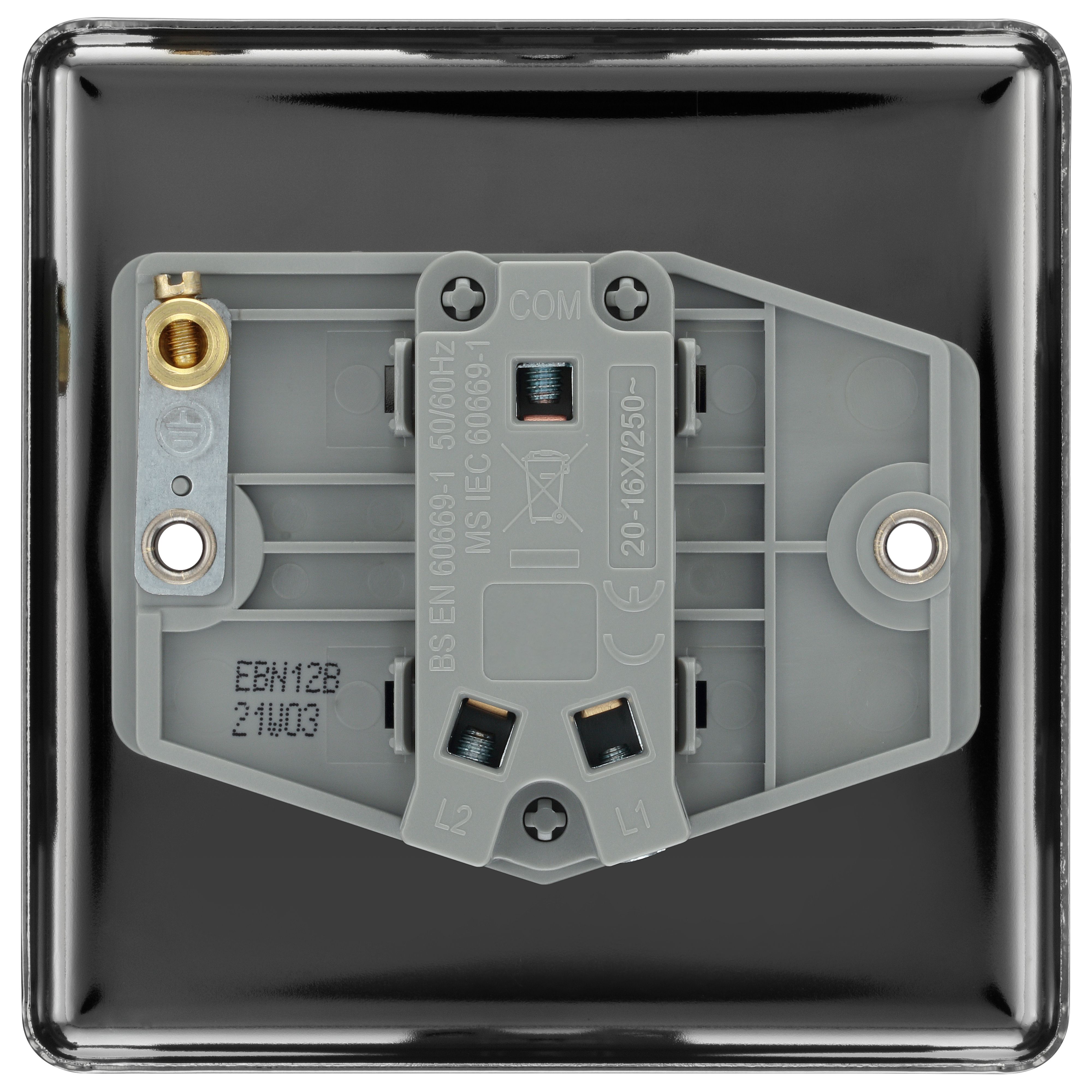 GoodHome 20A 2 way 1 gang Light switch Gloss Black Nickel effect - 4