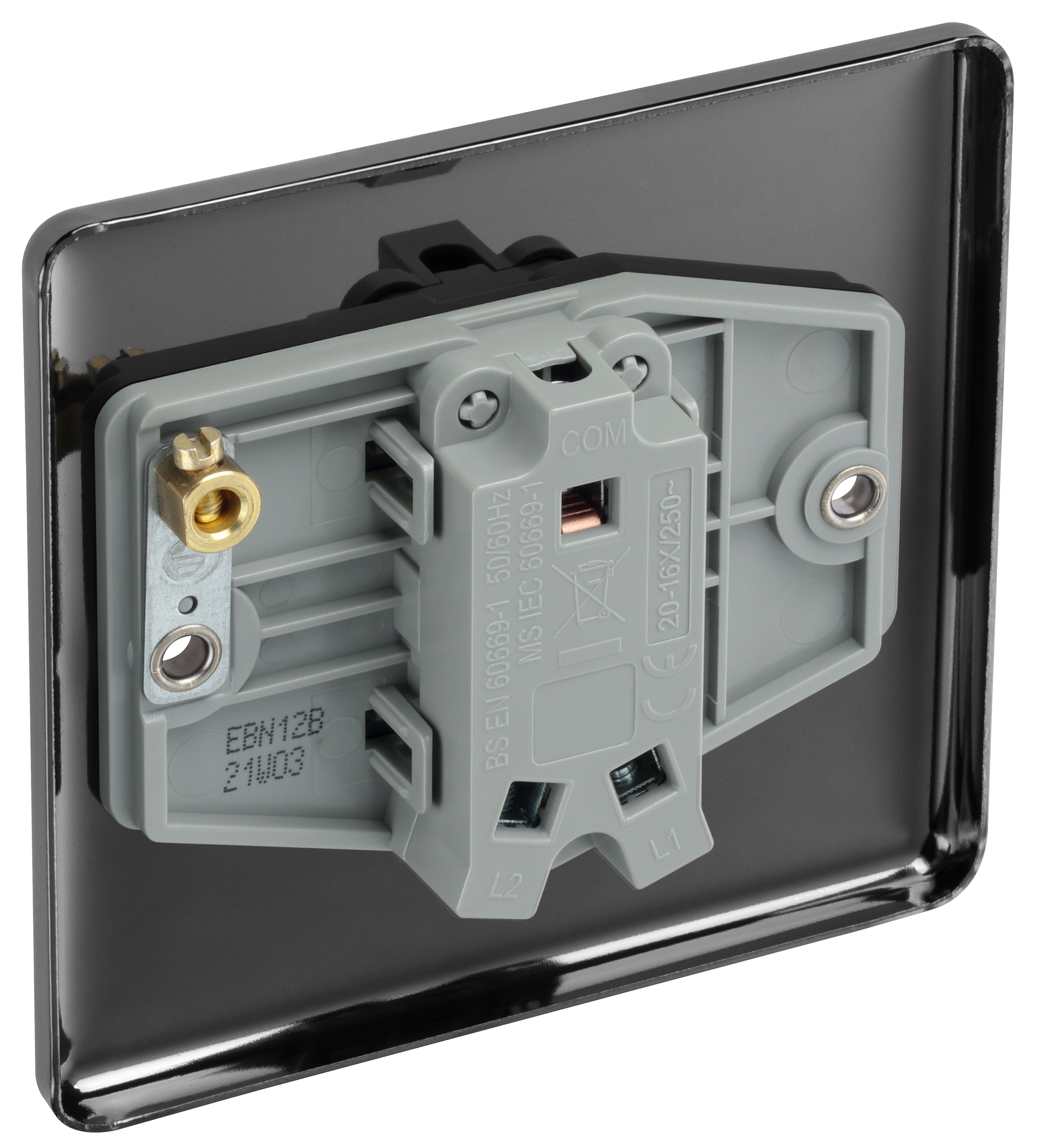 GoodHome 20A 2 way 1 gang Light switch Gloss Black Nickel effect - 6