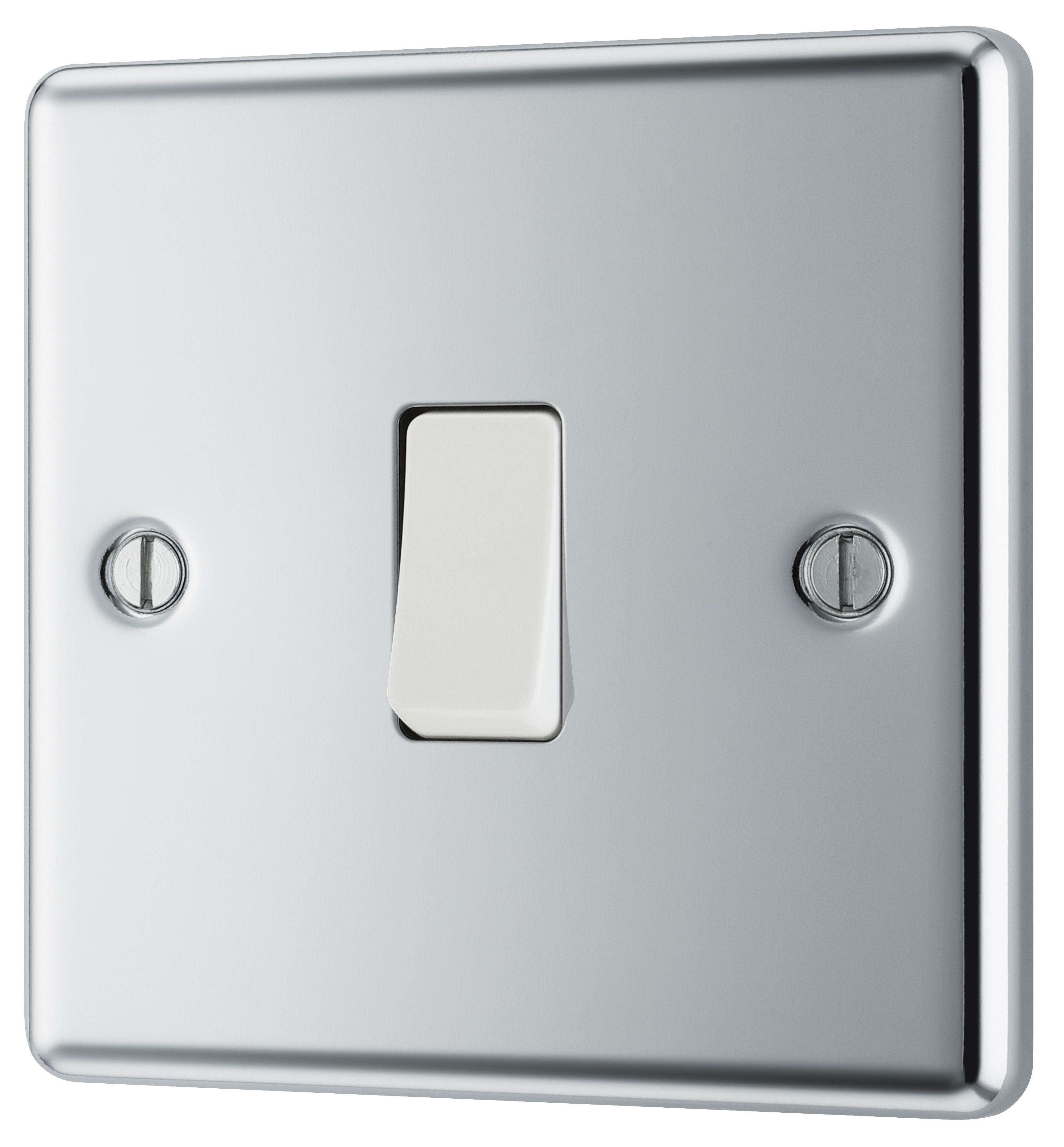 GoodHome 20A 2 way 1 gang Light switch Gloss Chrome effect