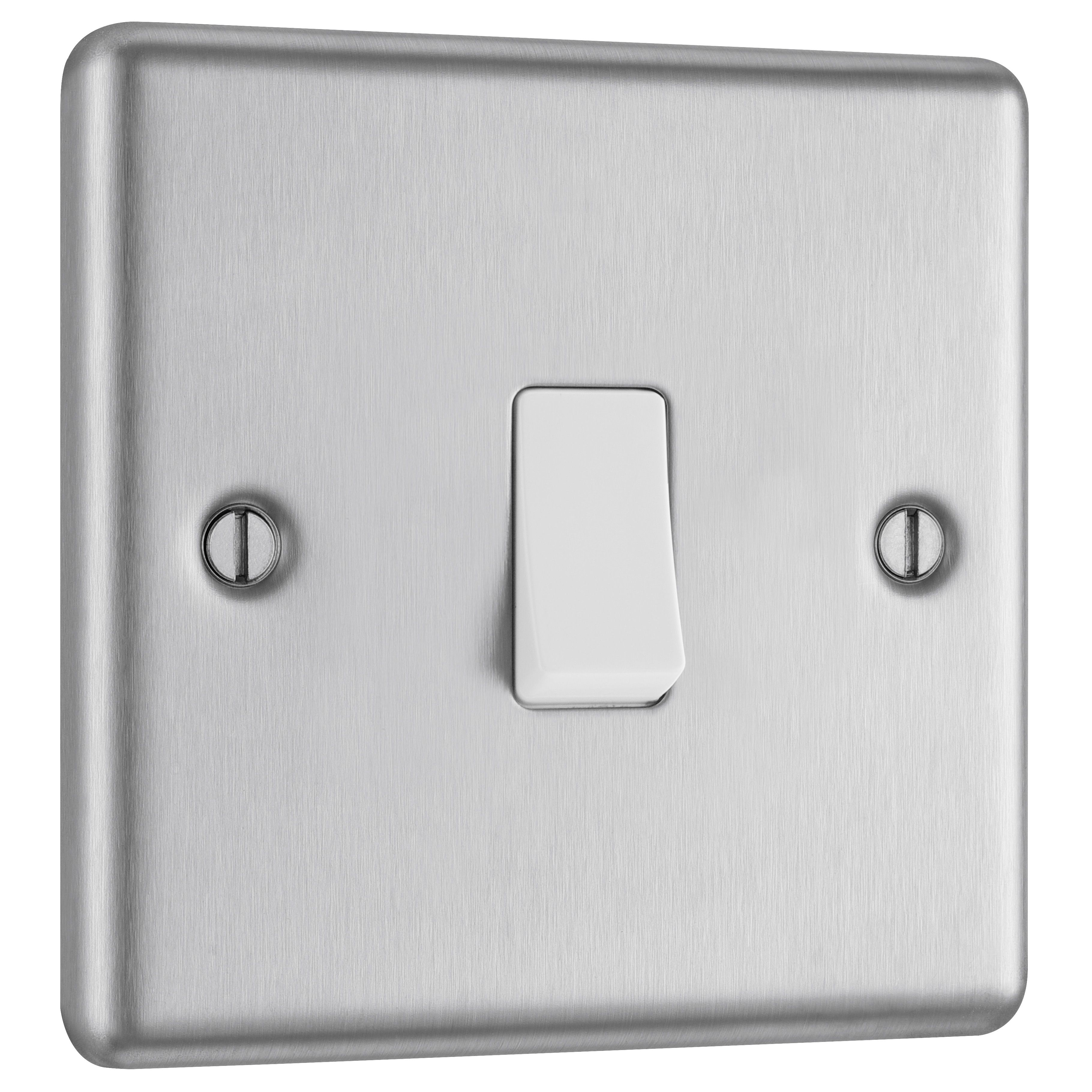 GoodHome 20A 2 way 1 gang Light switch Matt Steel effect - 3