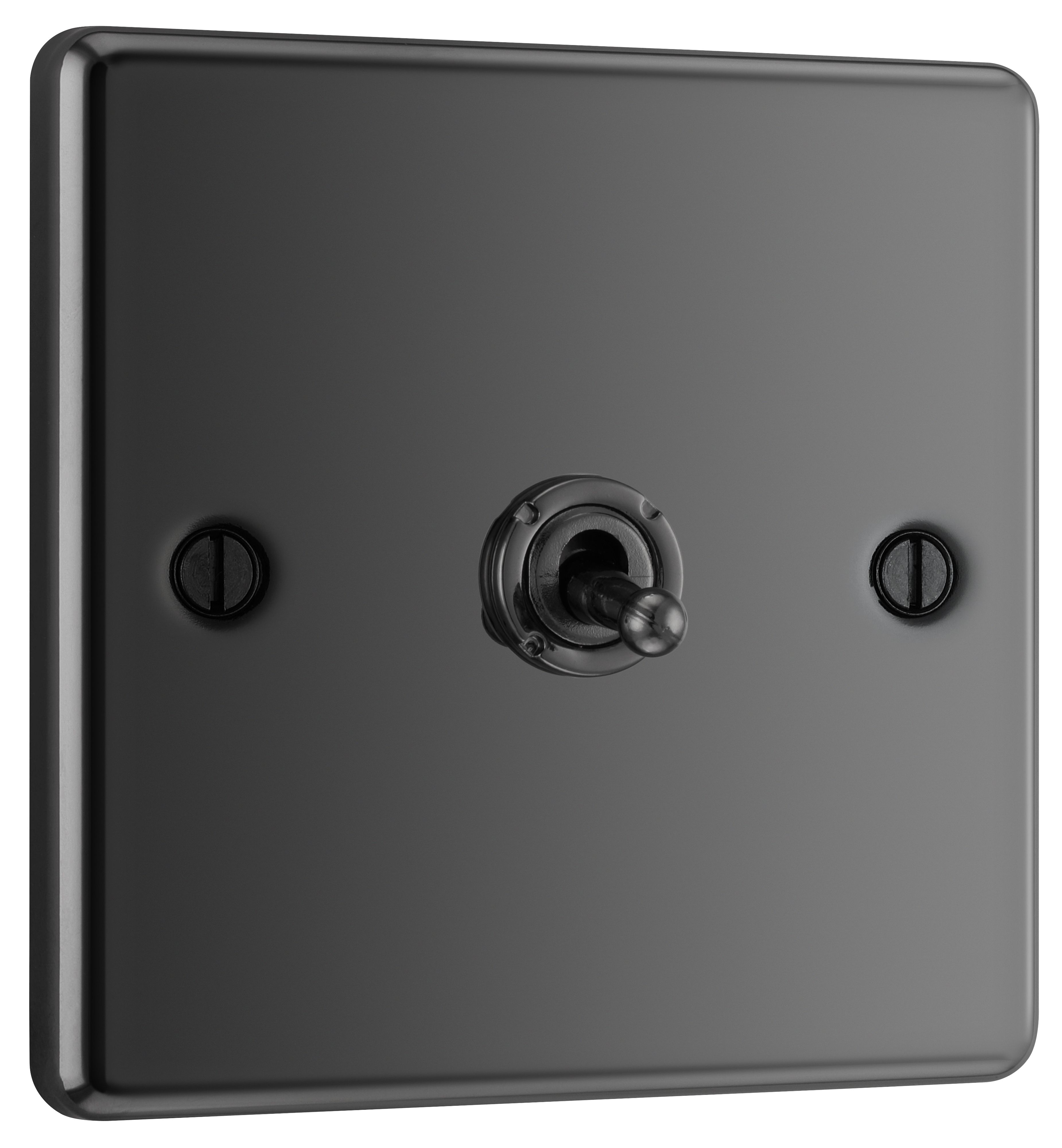 GoodHome 20A 2 way 1 gang Toggle switch Gloss Black Nickel effect - 3