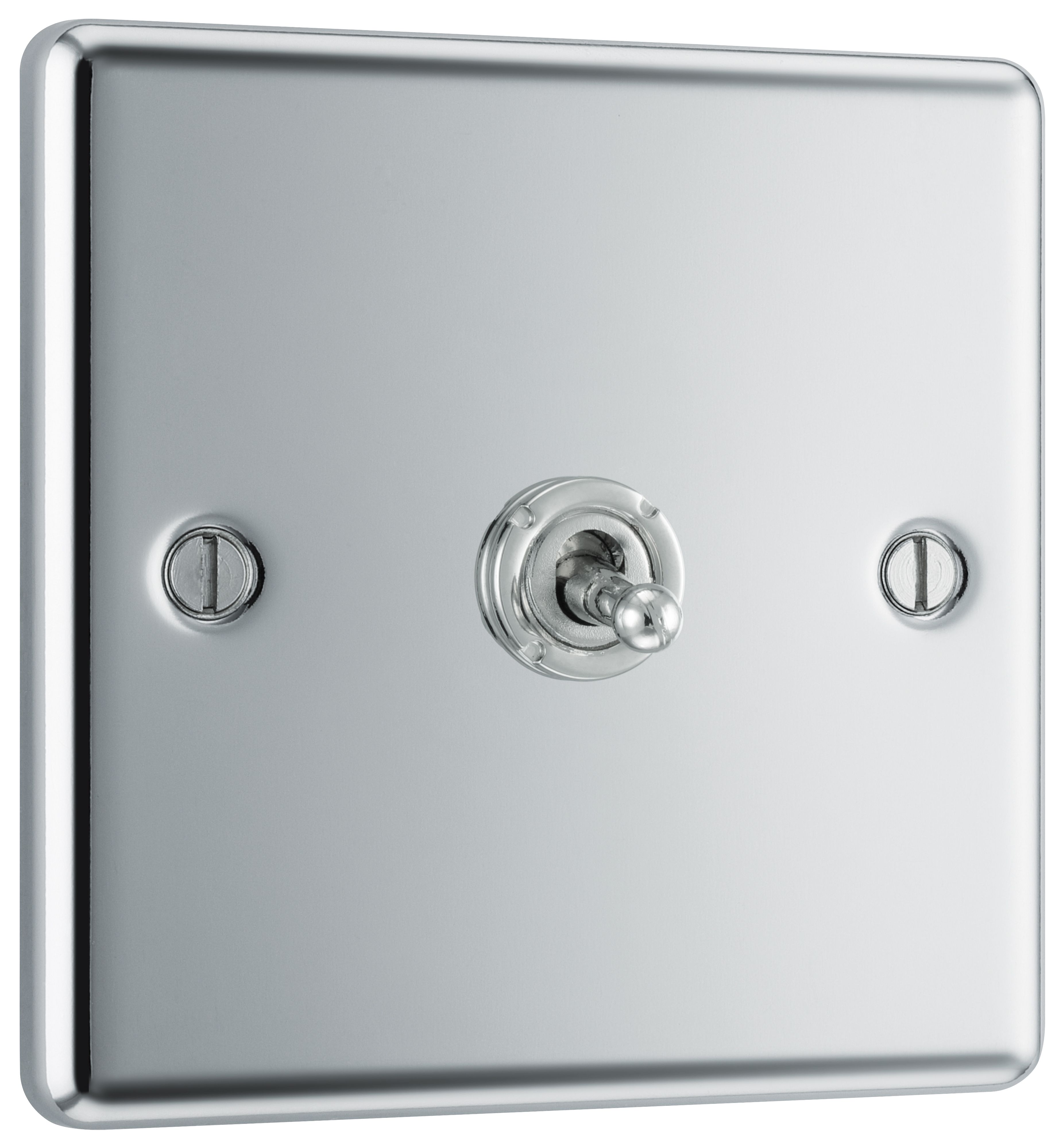 GoodHome 20A 2 way 1 gang Toggle switch Gloss Chrome effect - 3