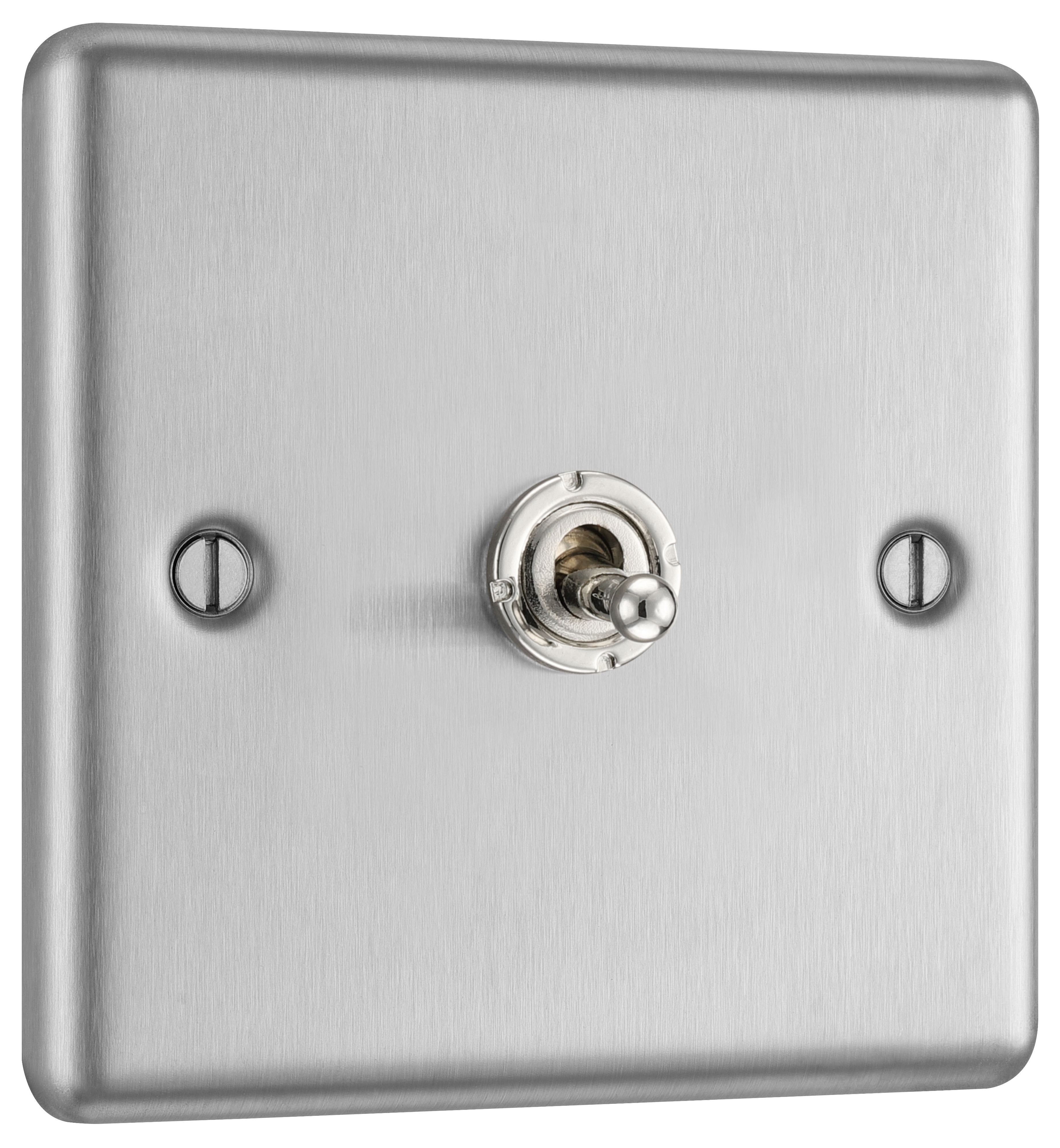 GoodHome 20A 2 way 1 gang Toggle switch Matt Steel effect