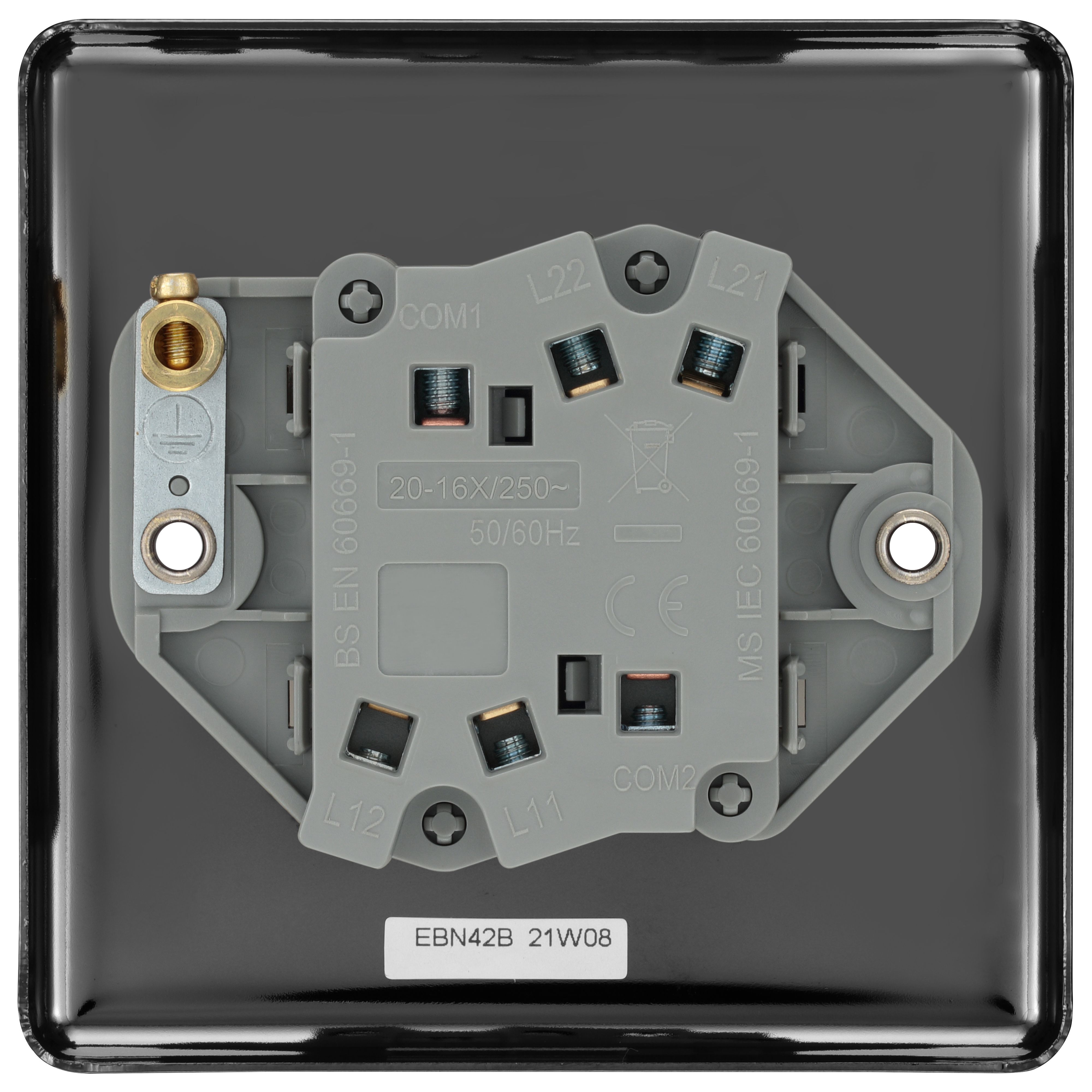 GoodHome 20A 2 way 2 gang Light switch Gloss Black Nickel effect - 4