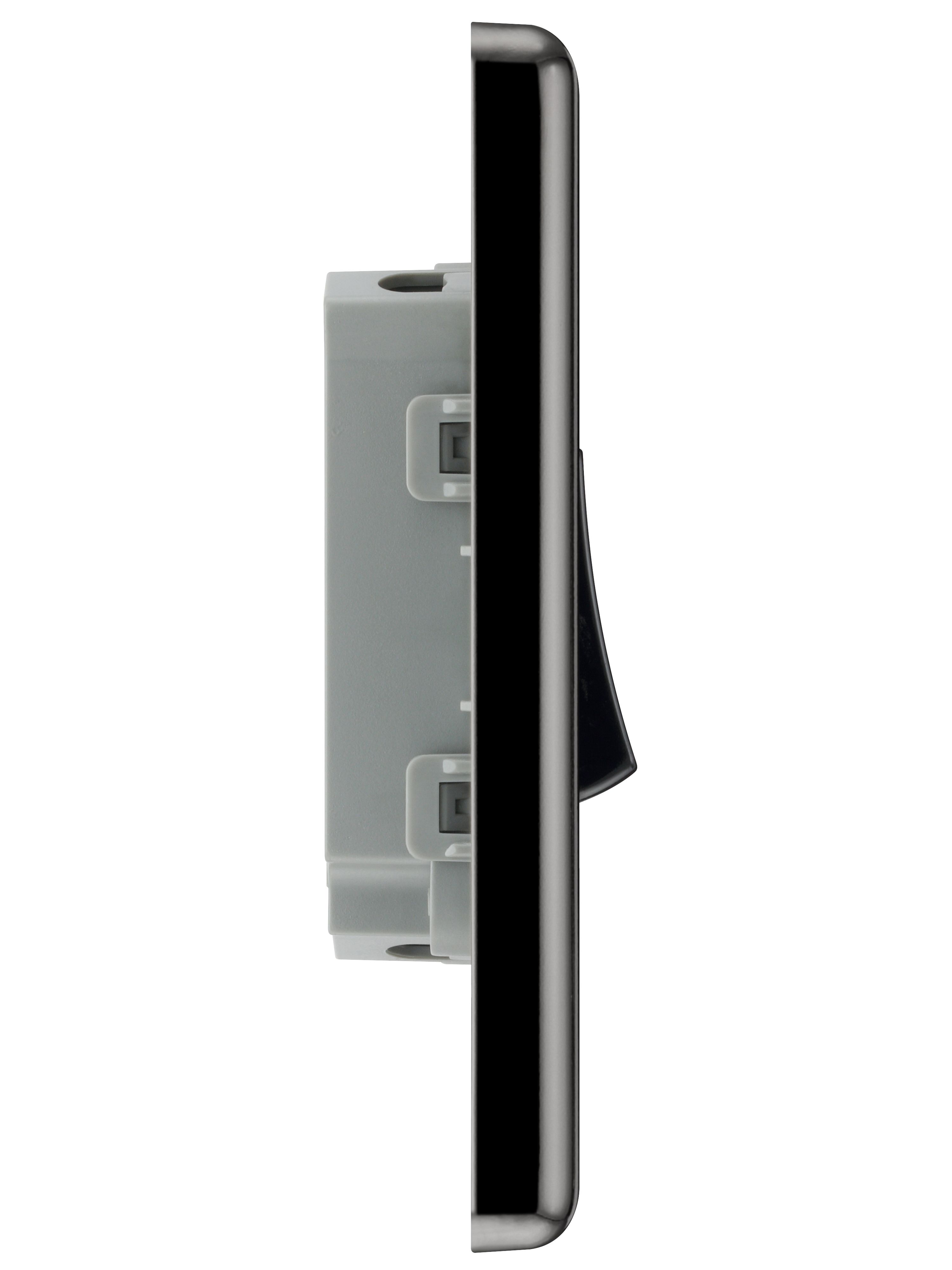 GoodHome 20A 2 way 2 gang Light switch Gloss Black Nickel effect - 5