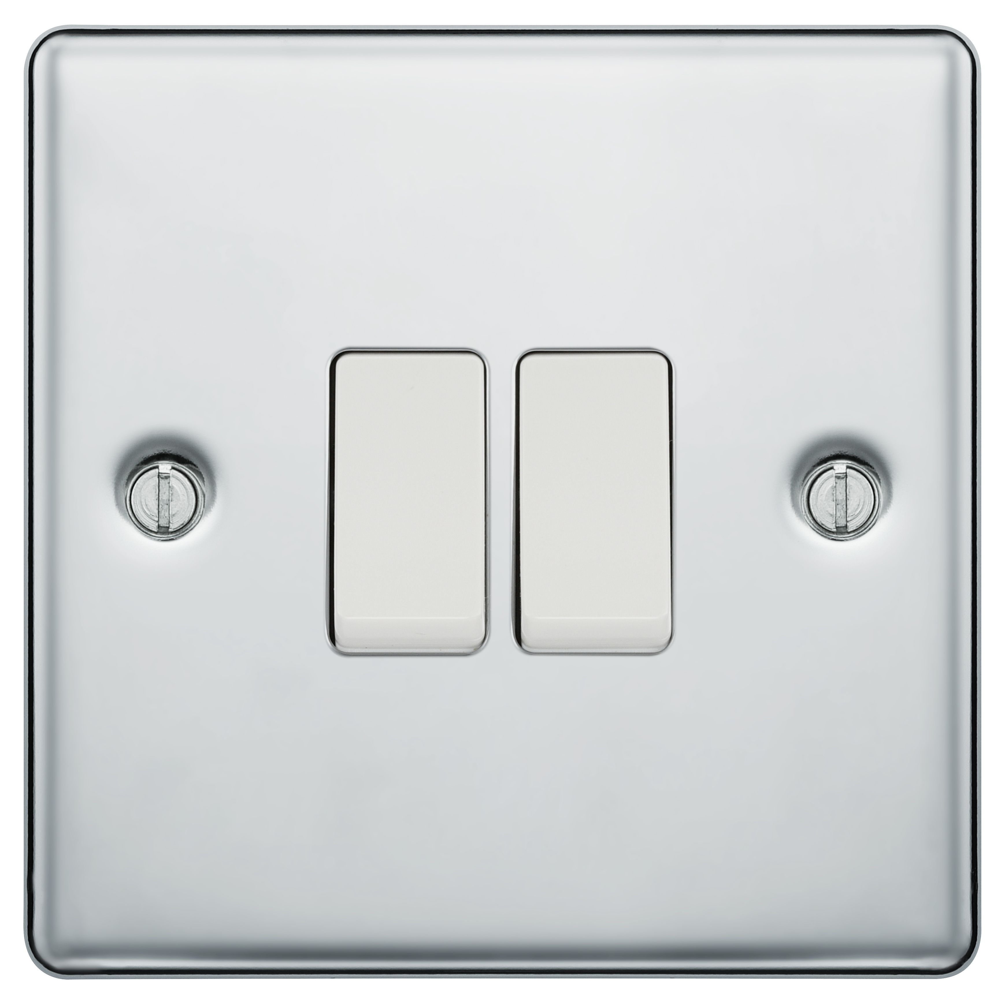 GoodHome 20A 2 way 2 gang Light switch Gloss Chrome effect