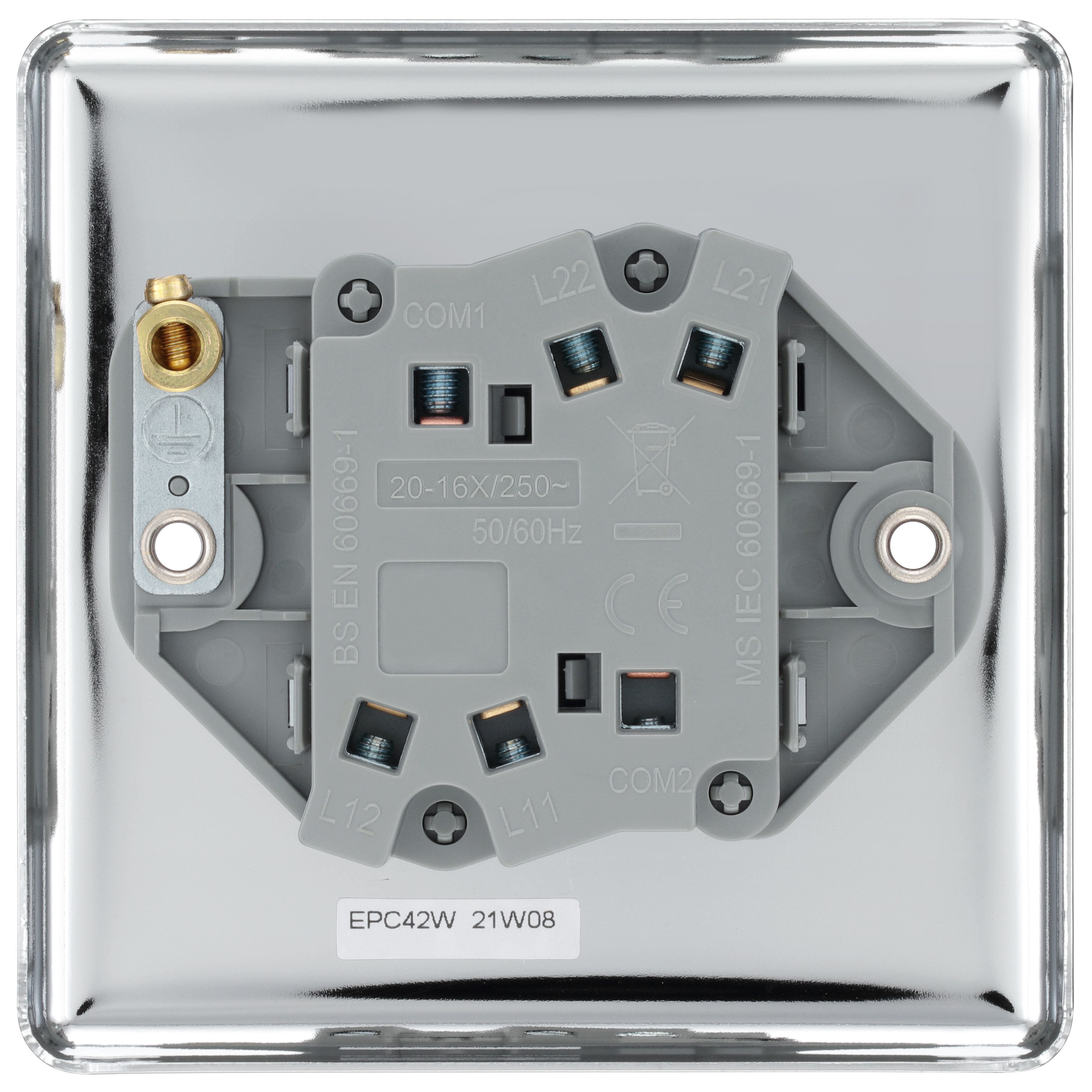 GoodHome 20A 2 way 2 gang Light switch Gloss Chrome effect
