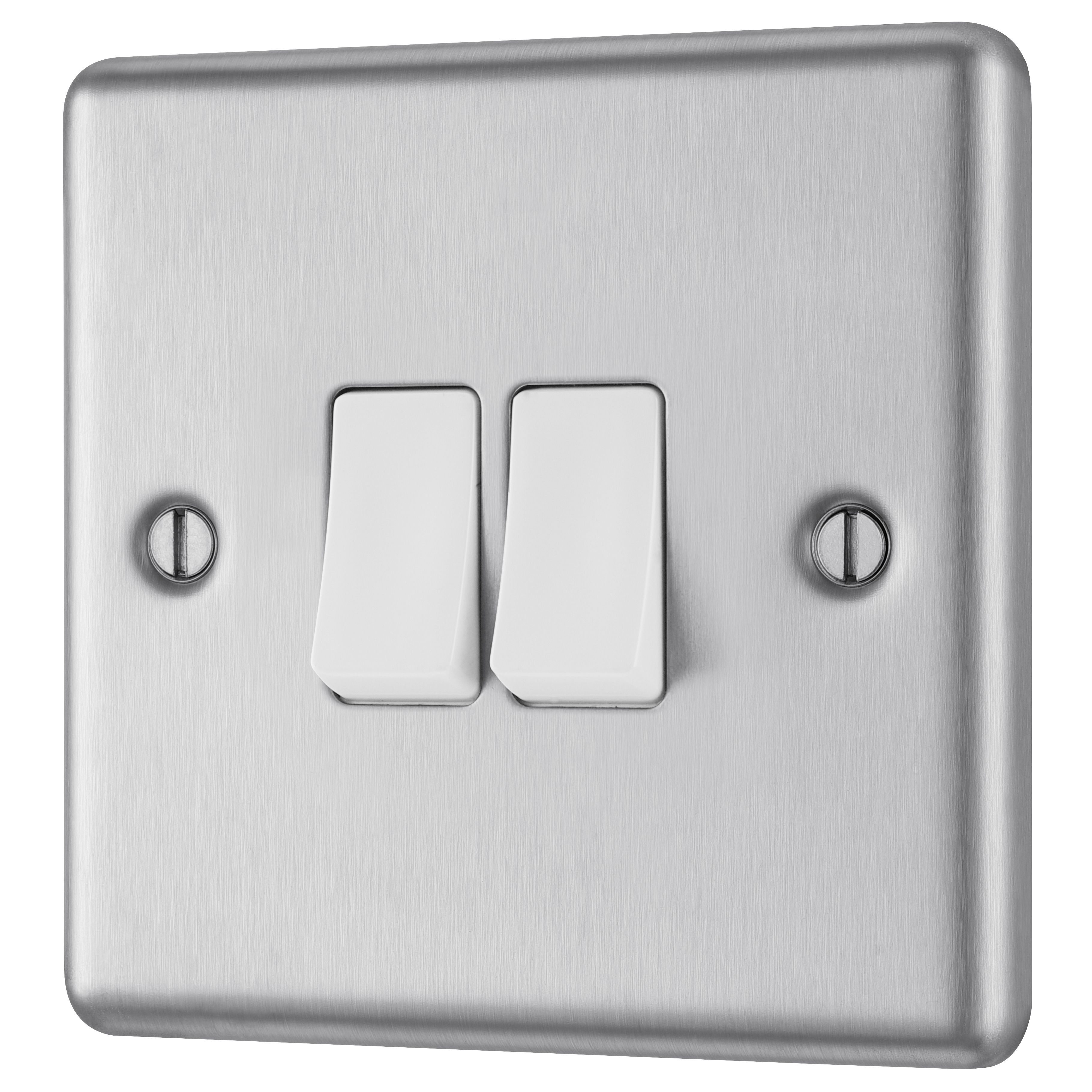 GoodHome 20A 2 way 2 gang Light switch Matt Steel effect