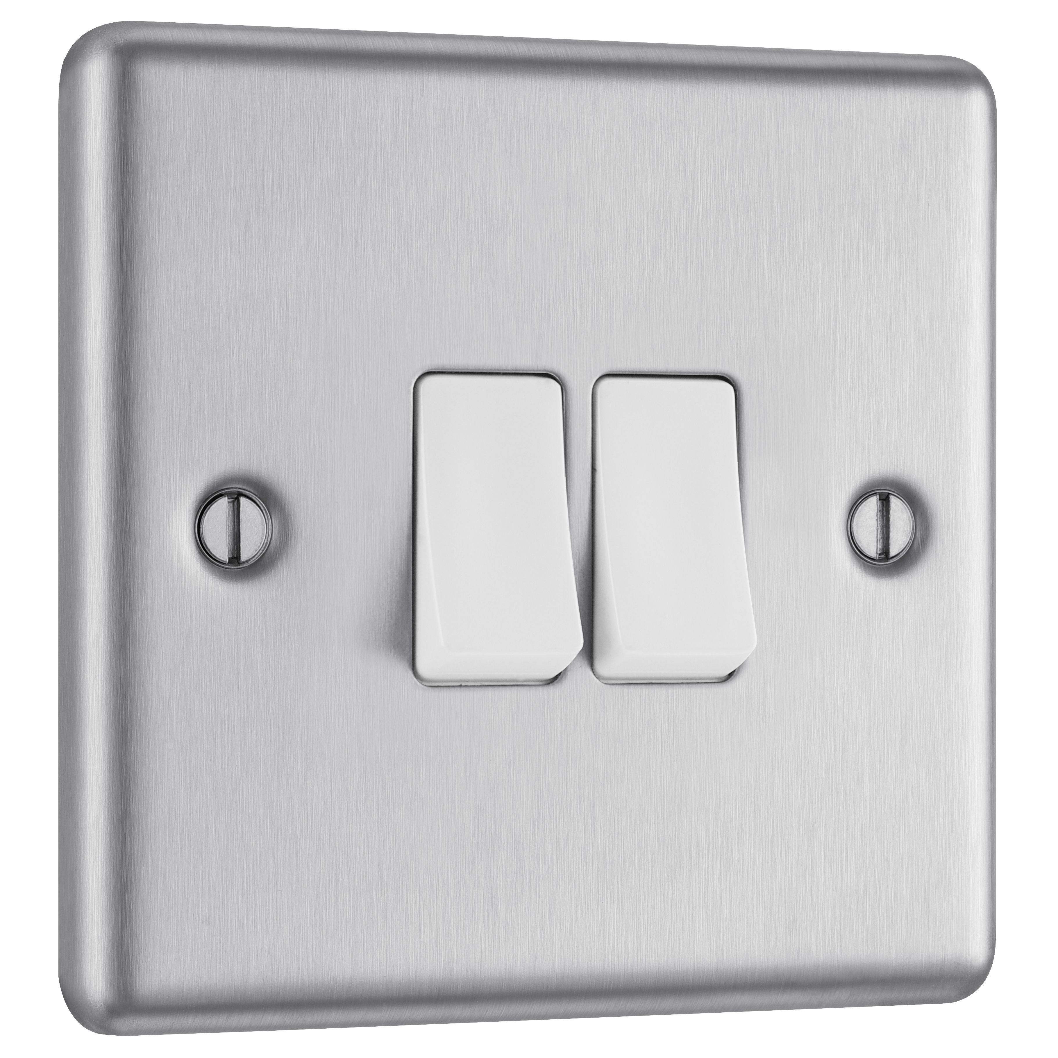 GoodHome 20A 2 way 2 gang Light switch Matt Steel effect - 3