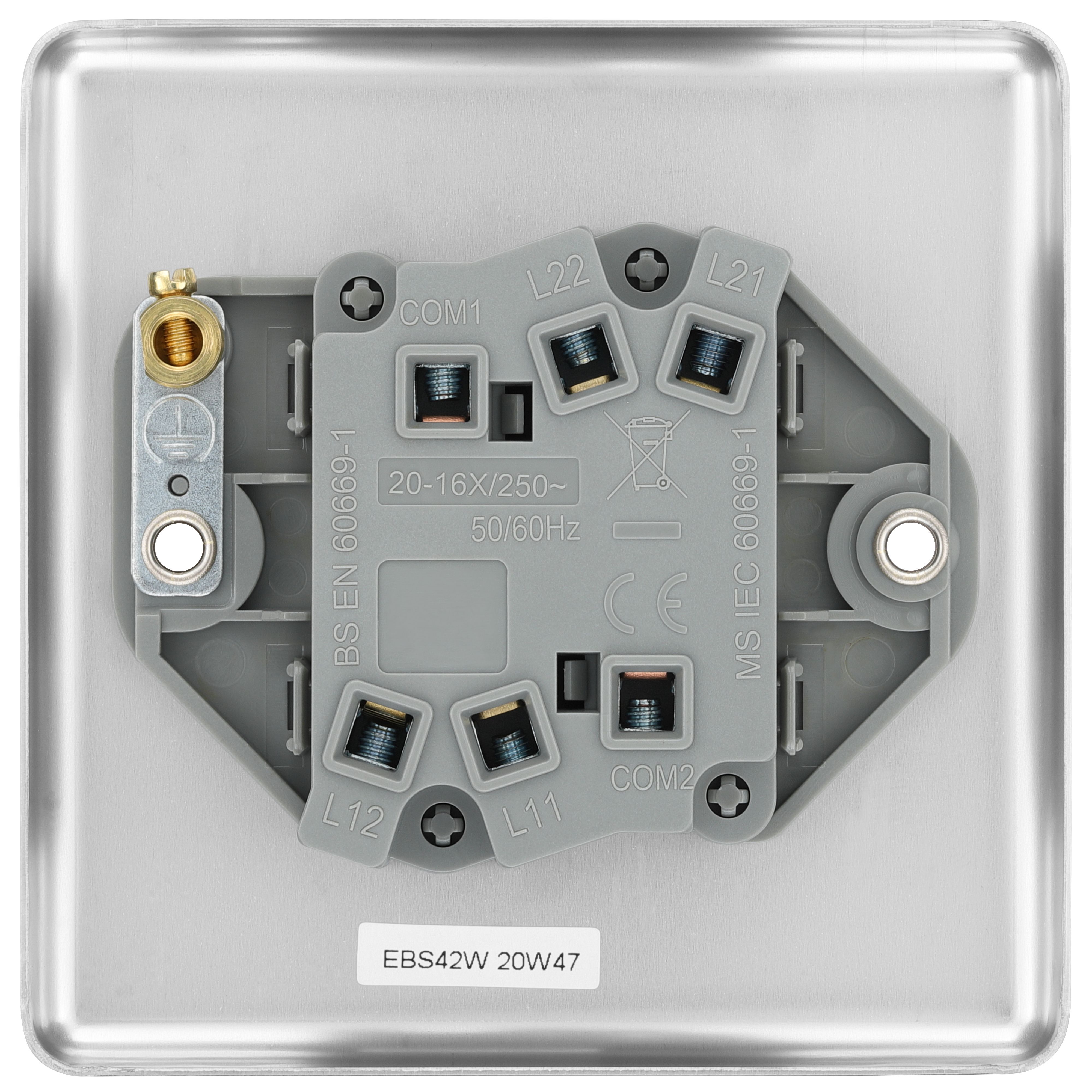 GoodHome 20A 2 way 2 gang Light switch Matt Steel effect - 4