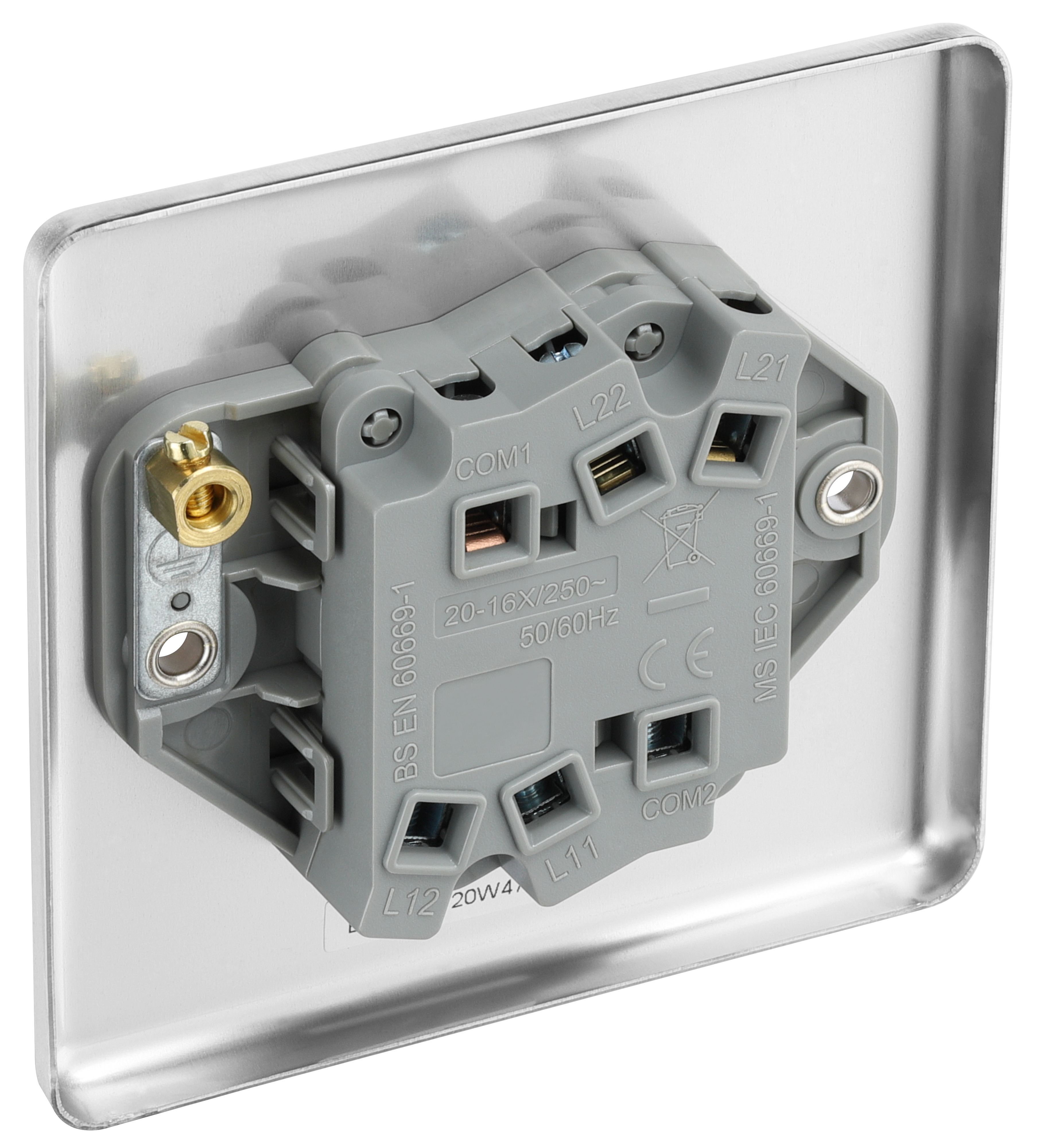 GoodHome 20A 2 way 2 gang Light switch Matt Steel effect - 6