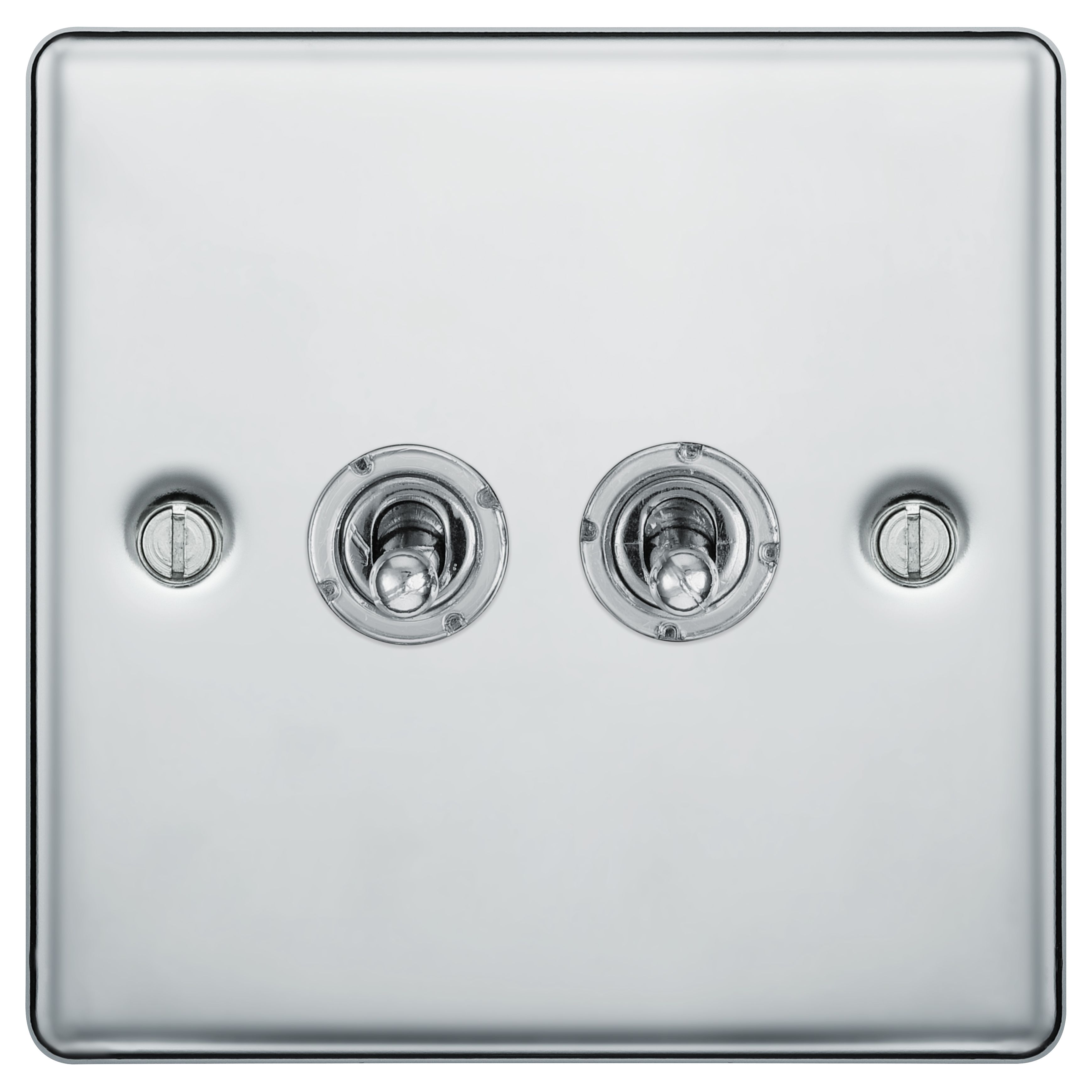 GoodHome 20A 2 way 2 gang Toggle switch Gloss Chrome effect