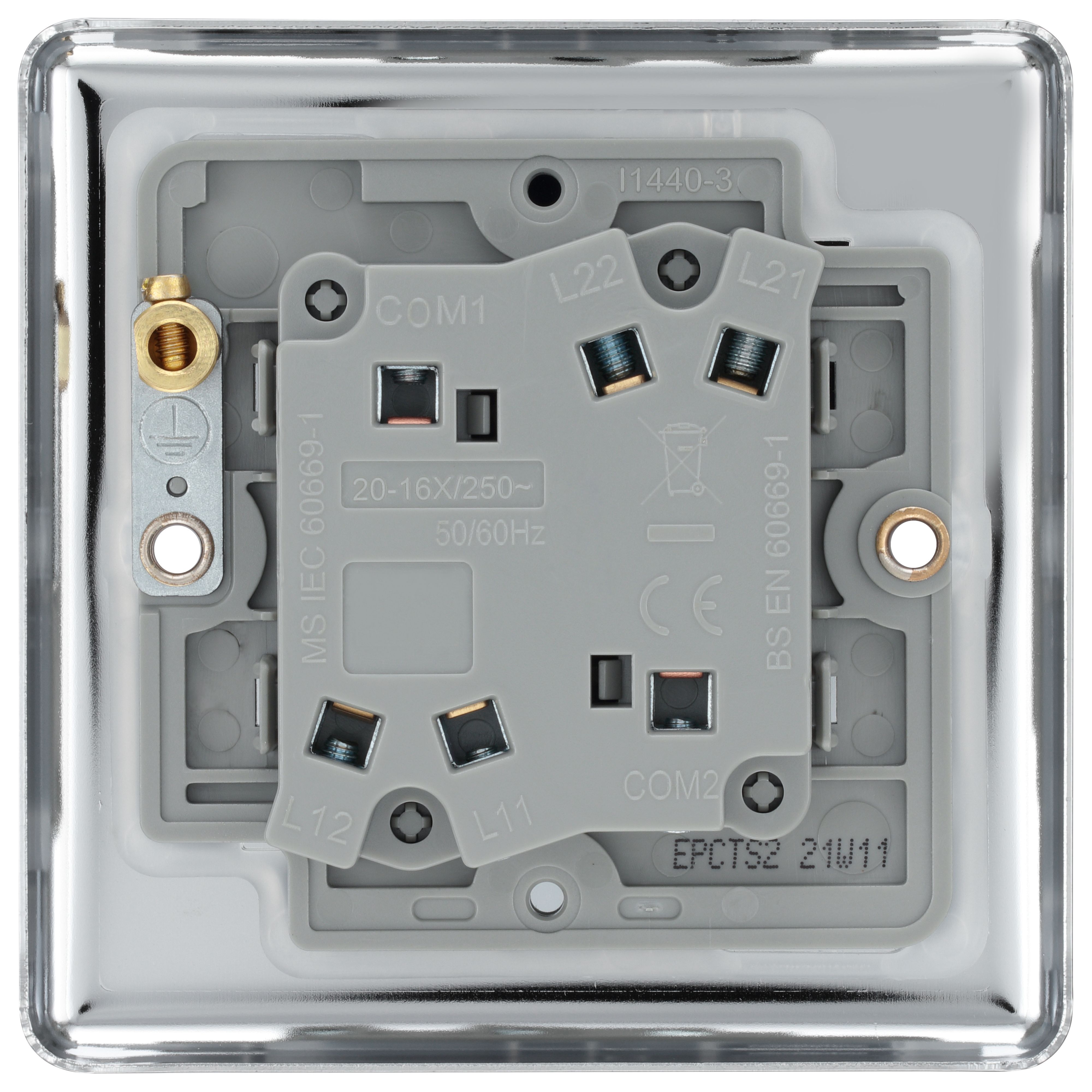 GoodHome 20A 2 way 2 gang Toggle switch Gloss Chrome effect - 4