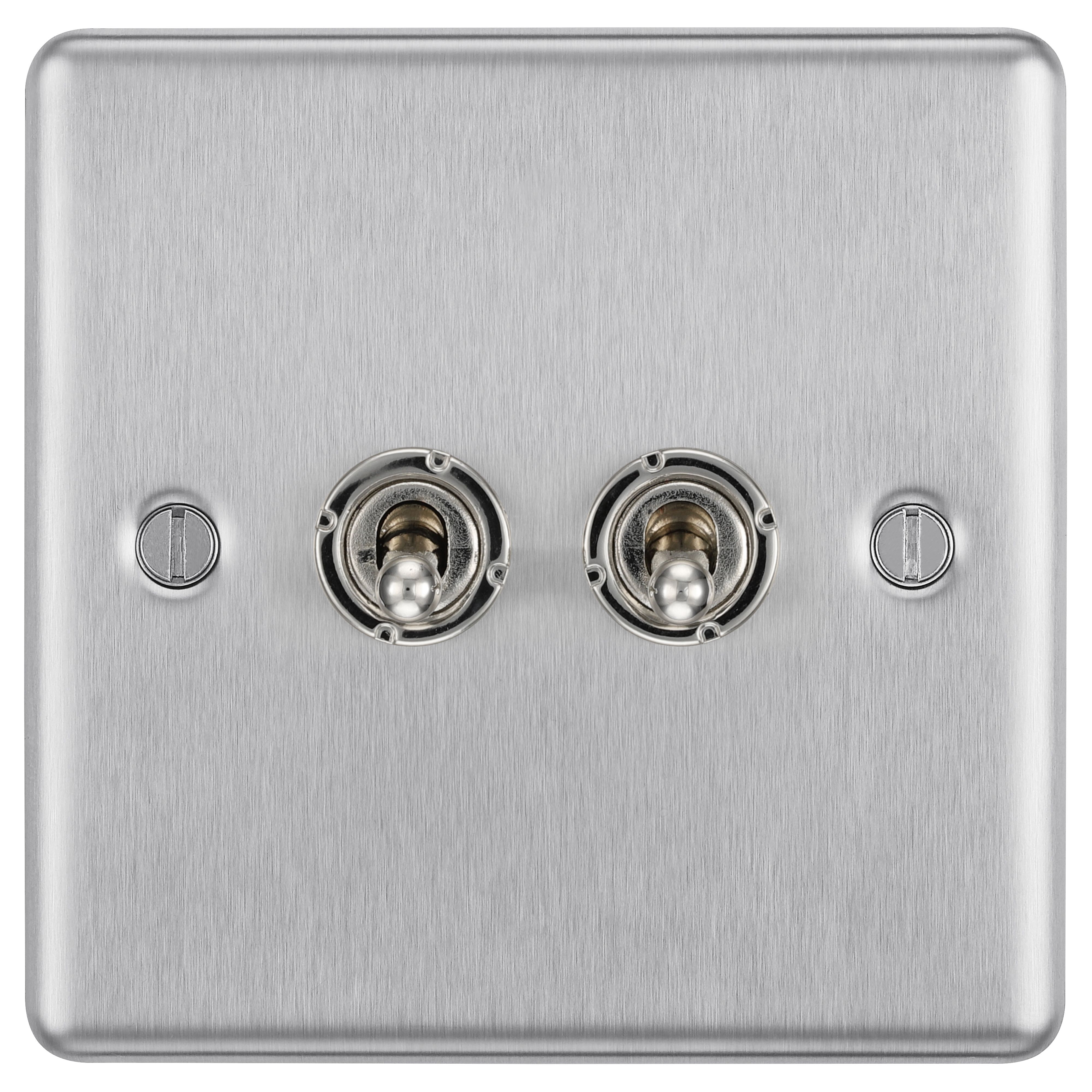 GoodHome 20A 2 way 2 gang Toggle switch Matt Steel effect