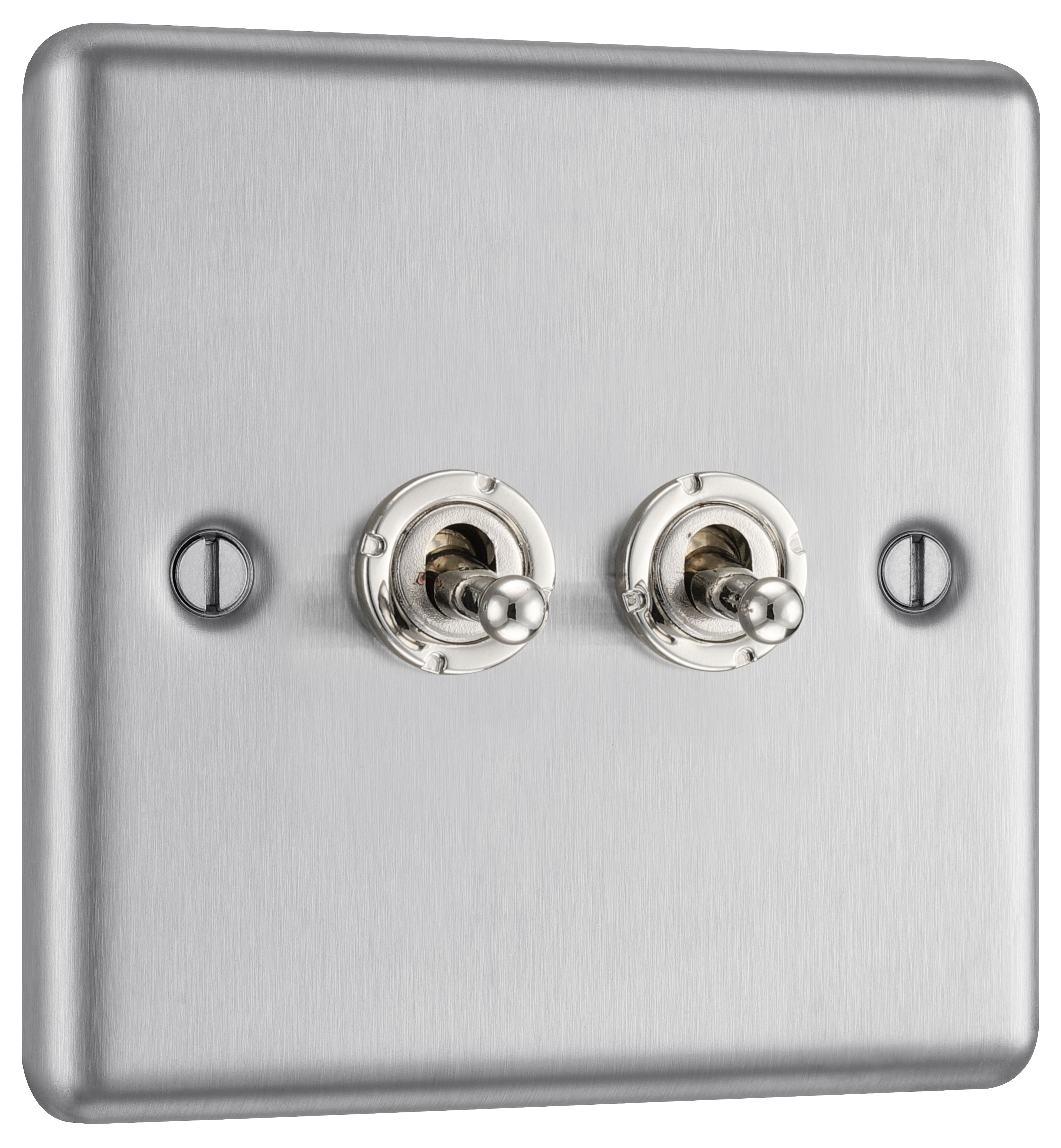 GoodHome 20A 2 way 2 gang Toggle switch Matt Steel effect