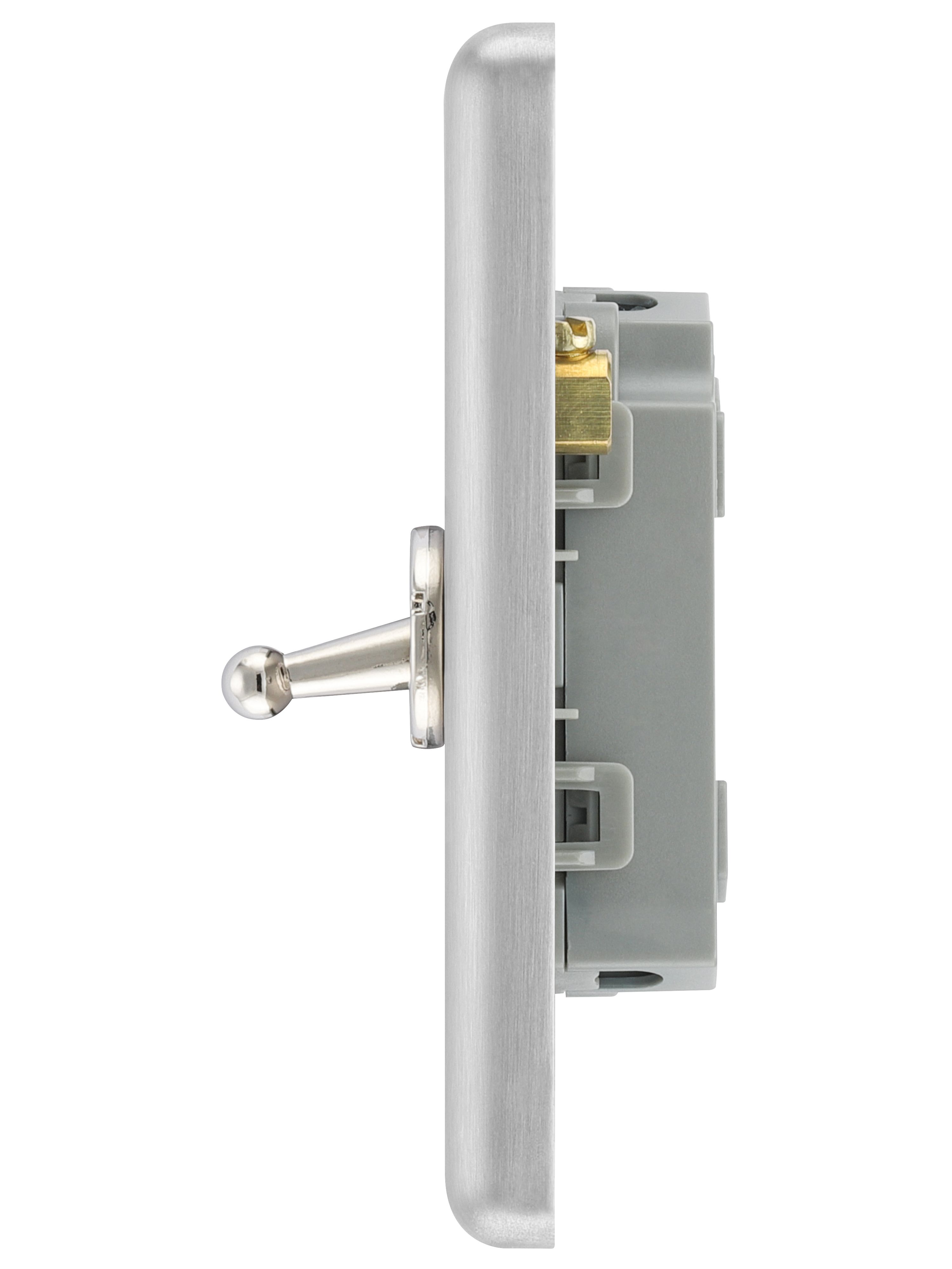 GoodHome 20A 2 way 2 gang Toggle switch Matt Steel effect