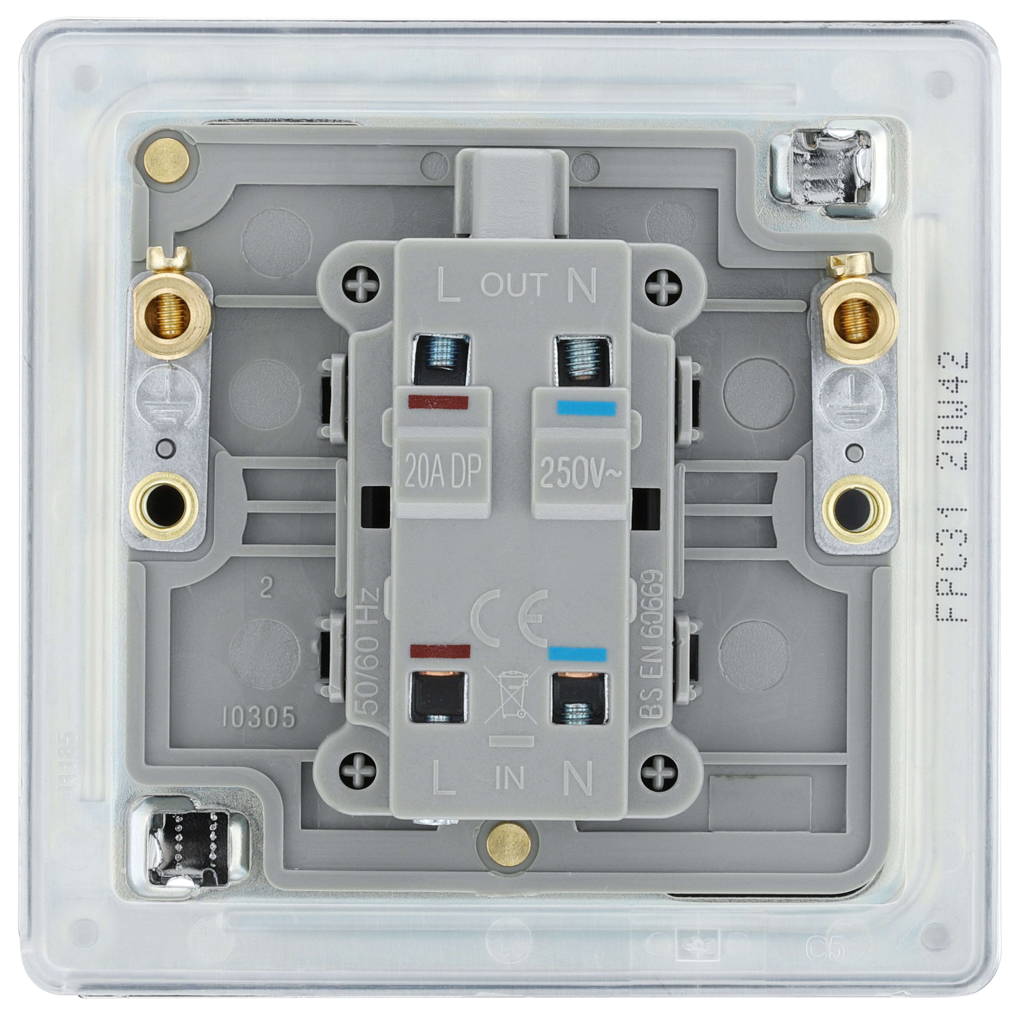 GoodHome 20A Rocker Flat Control switch with LED indicator Chrome effect