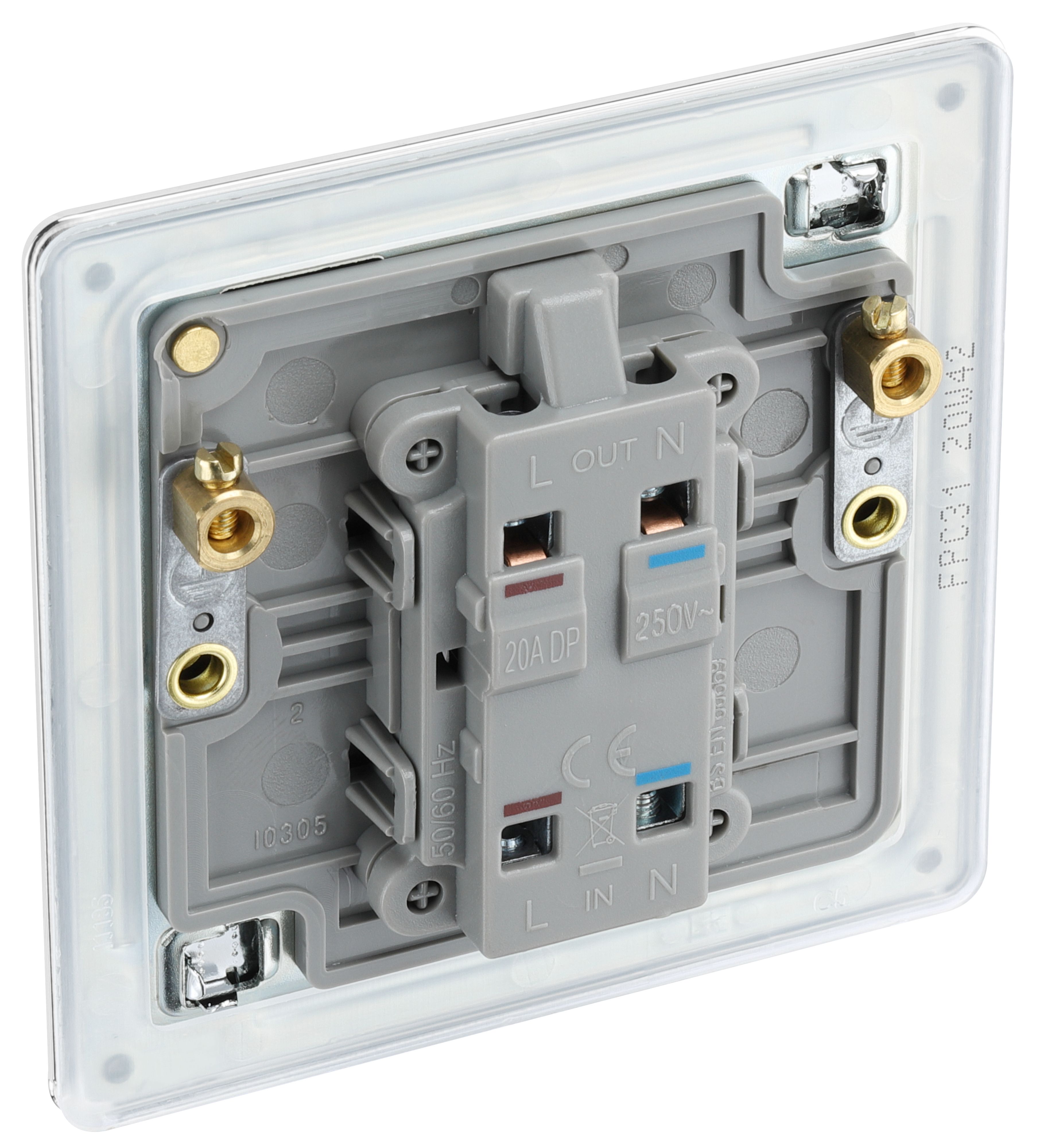 GoodHome 20A Rocker Flat Control switch with LED indicator Chrome effect