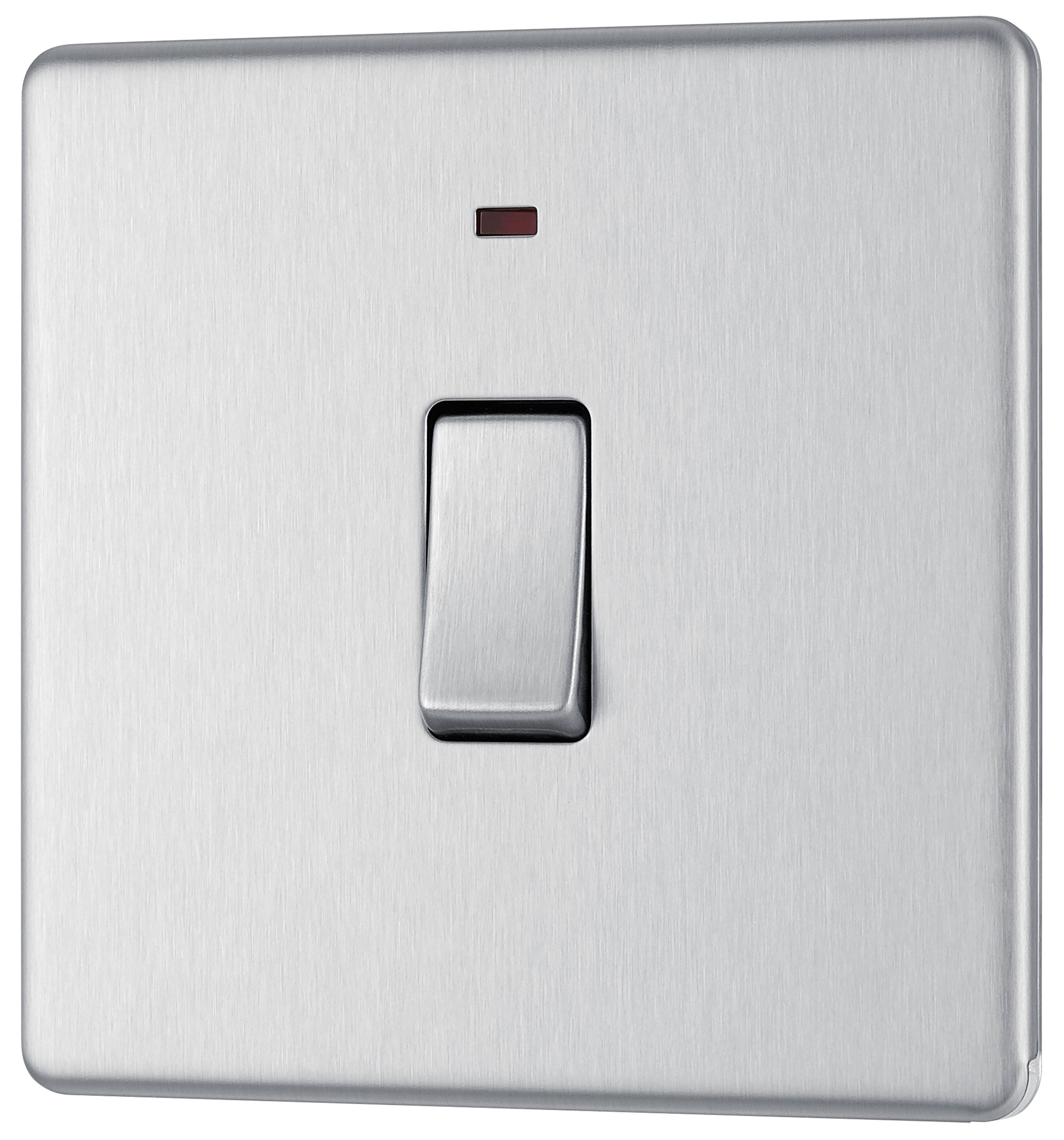 GoodHome 20A Rocker Flat Control switch with LED indicator Steel effect