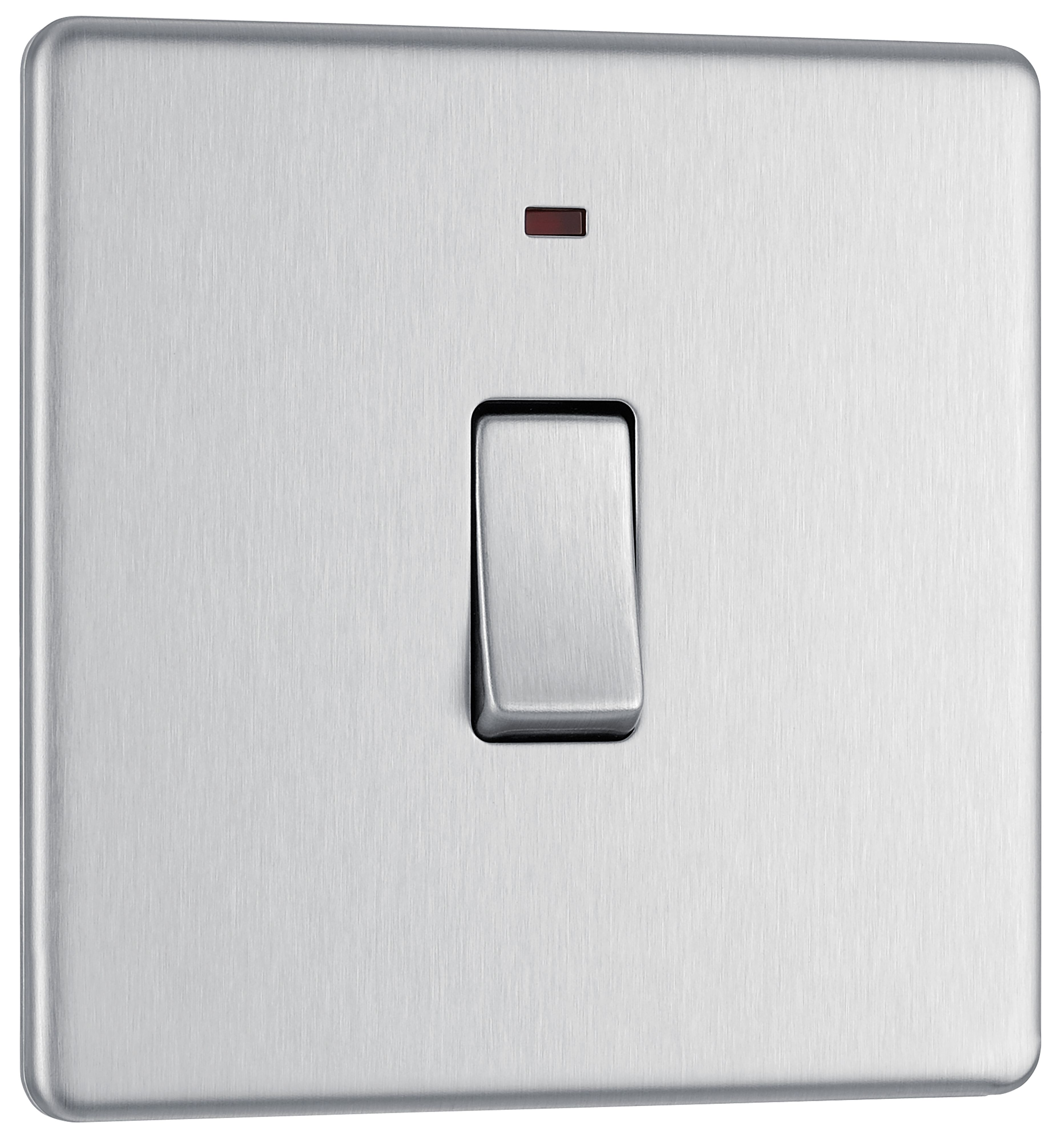 GoodHome 20A Rocker Flat Control switch with LED indicator Steel effect