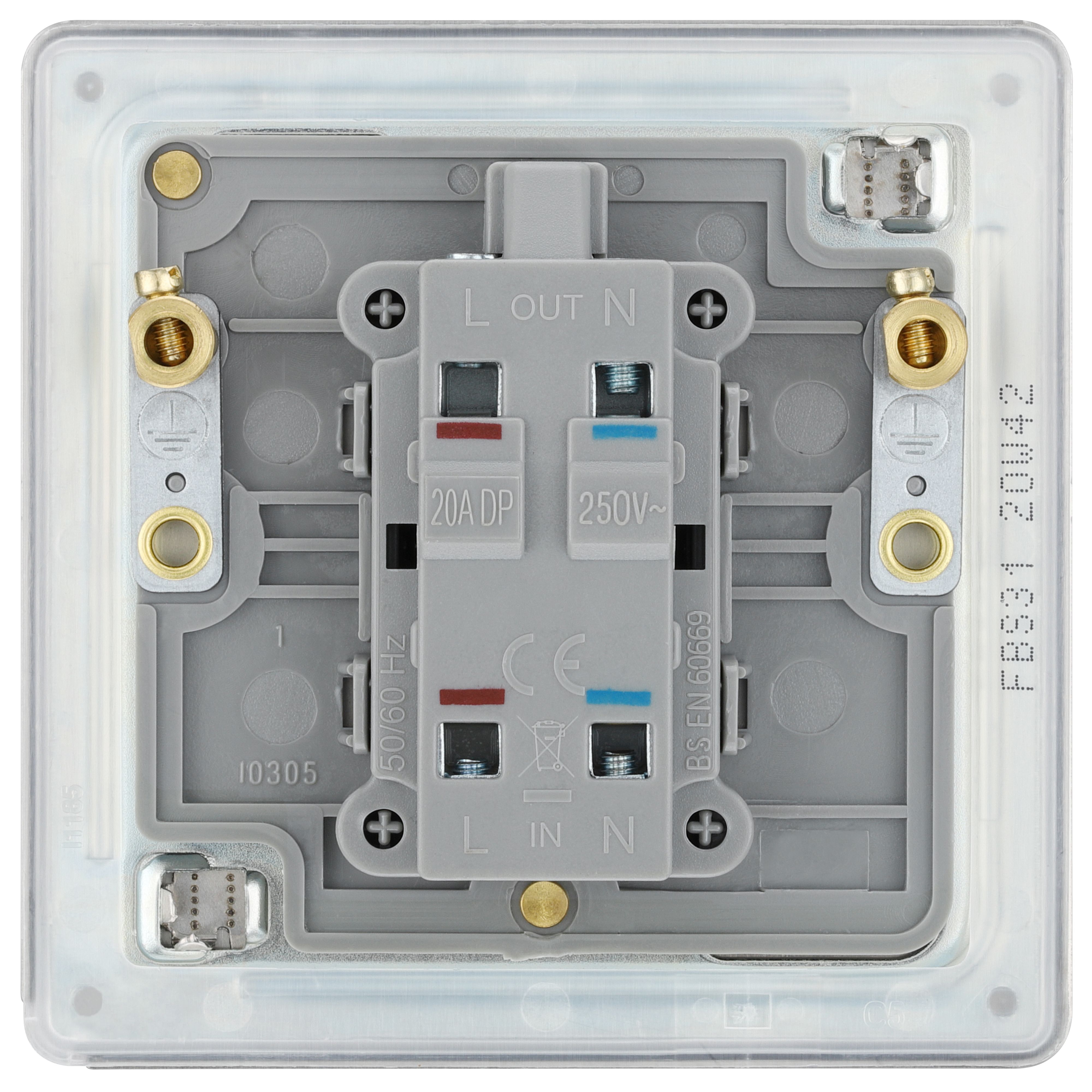 GoodHome 20A Rocker Flat Control switch with LED indicator Steel effect - 4