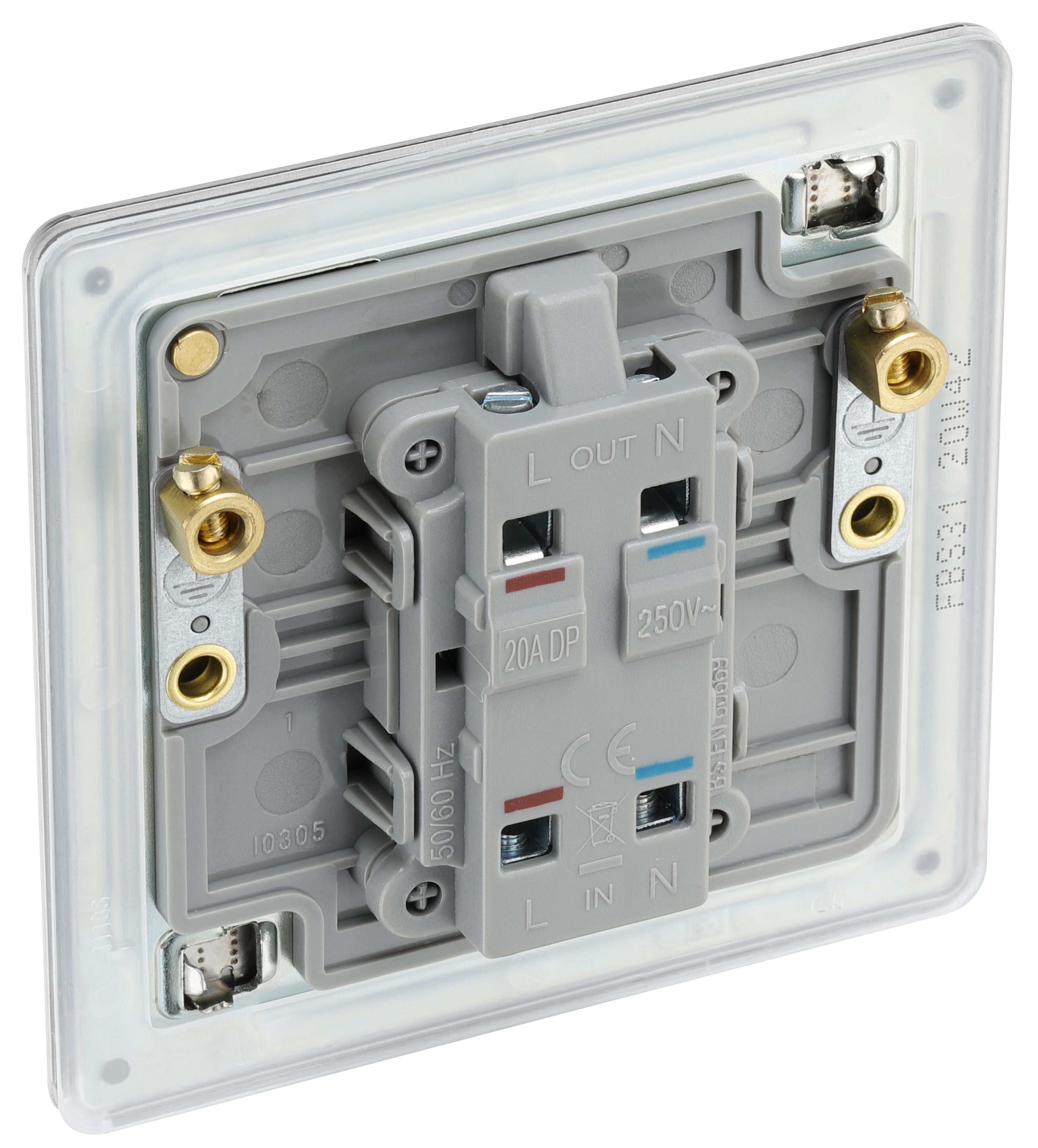 GoodHome 20A Rocker Flat Control switch with LED indicator Steel effect - 6