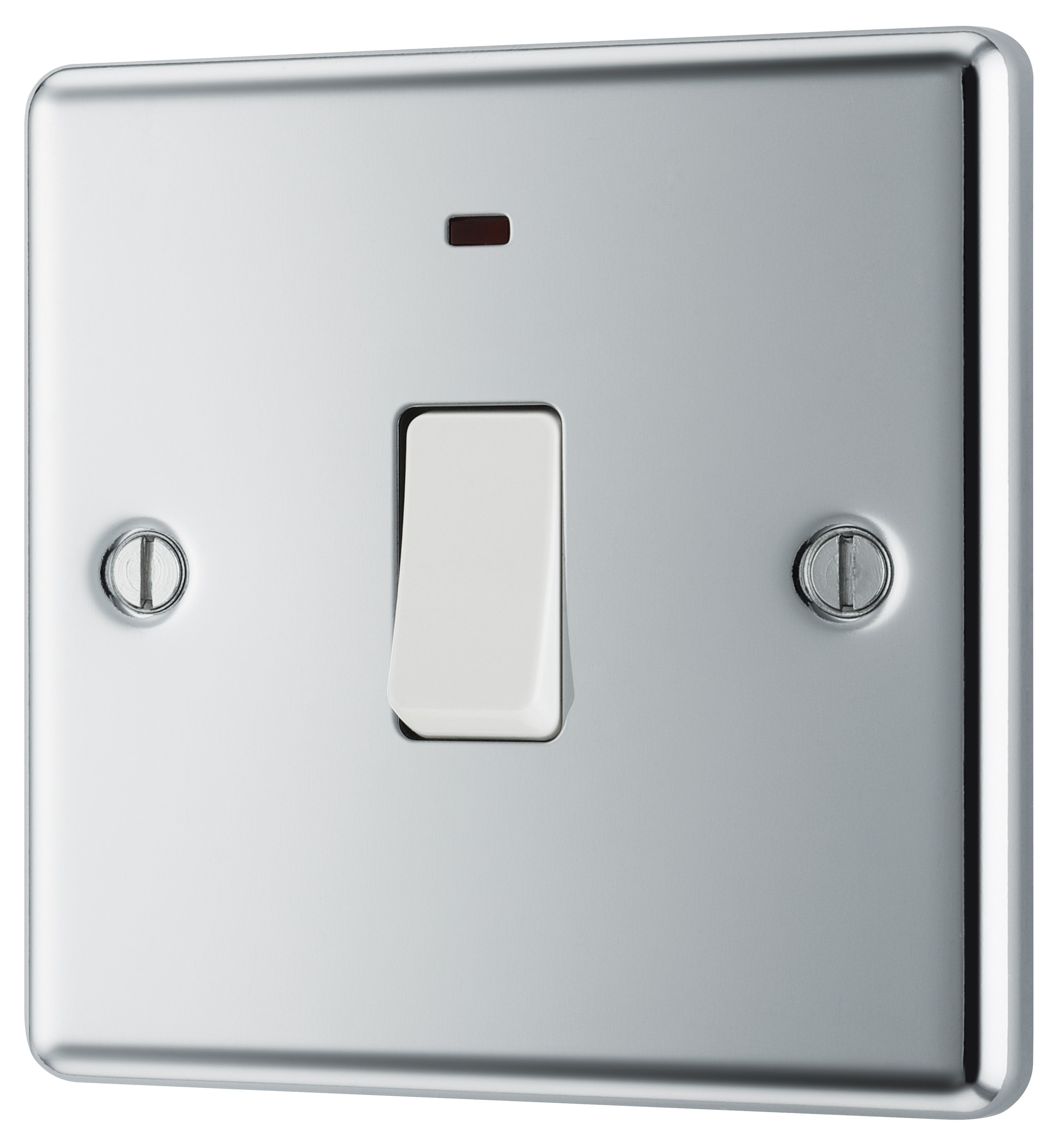 GoodHome 20A Rocker Raised rounded Control switch with LED indicator Chrome effect