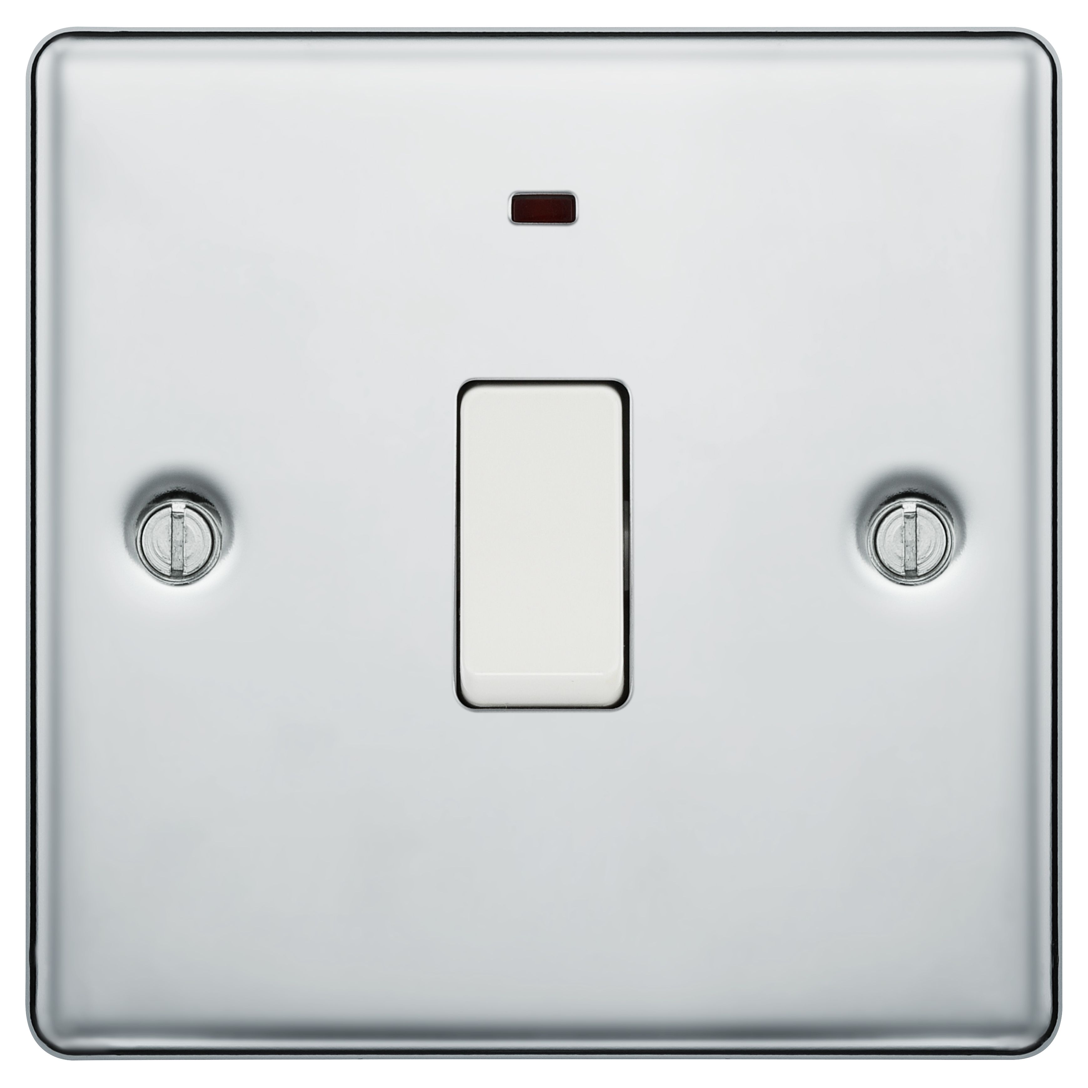 GoodHome 20A Rocker Raised rounded Control switch with LED indicator Chrome effect