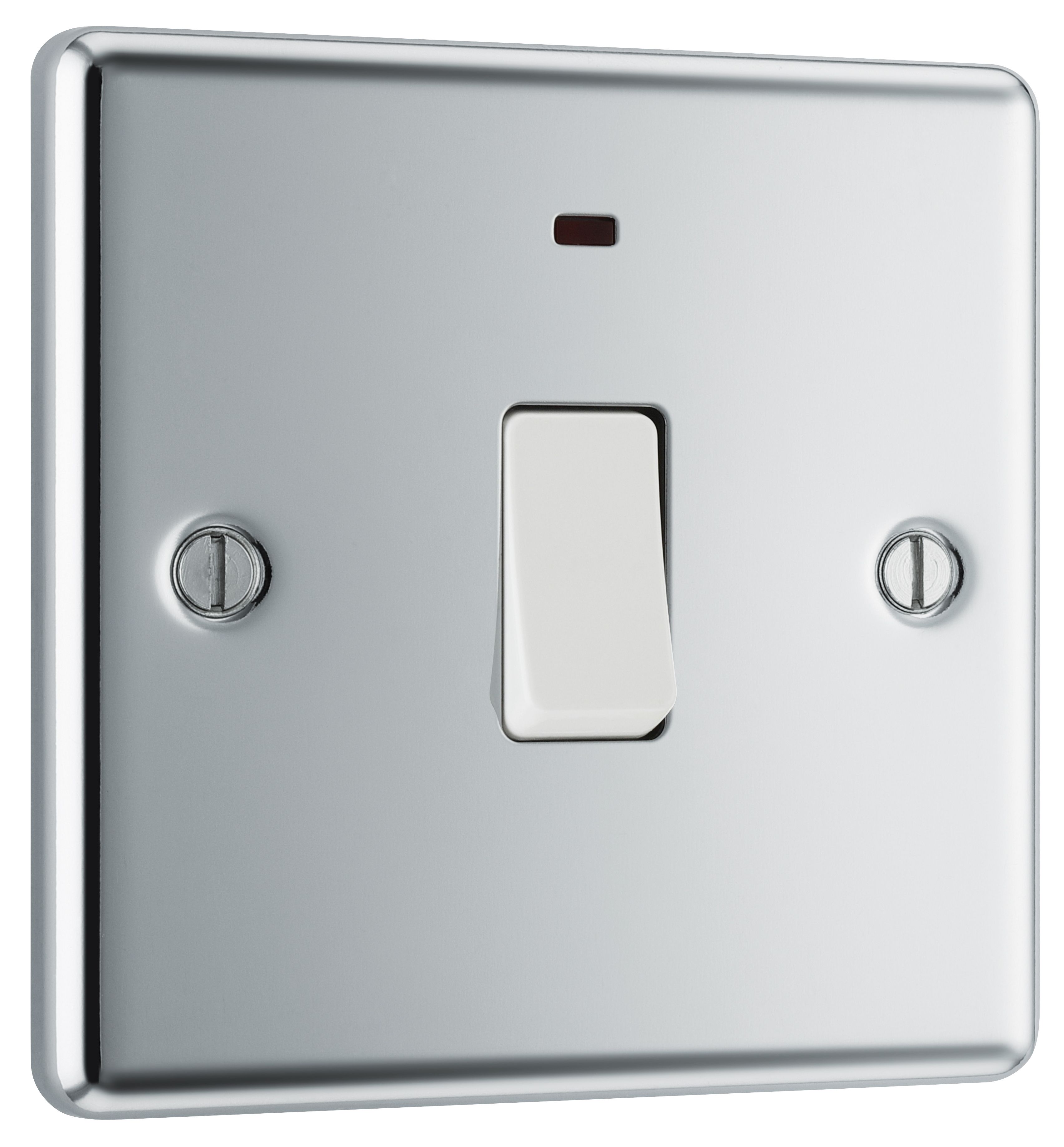 GoodHome 20A Rocker Raised rounded Control switch with LED indicator Chrome effect