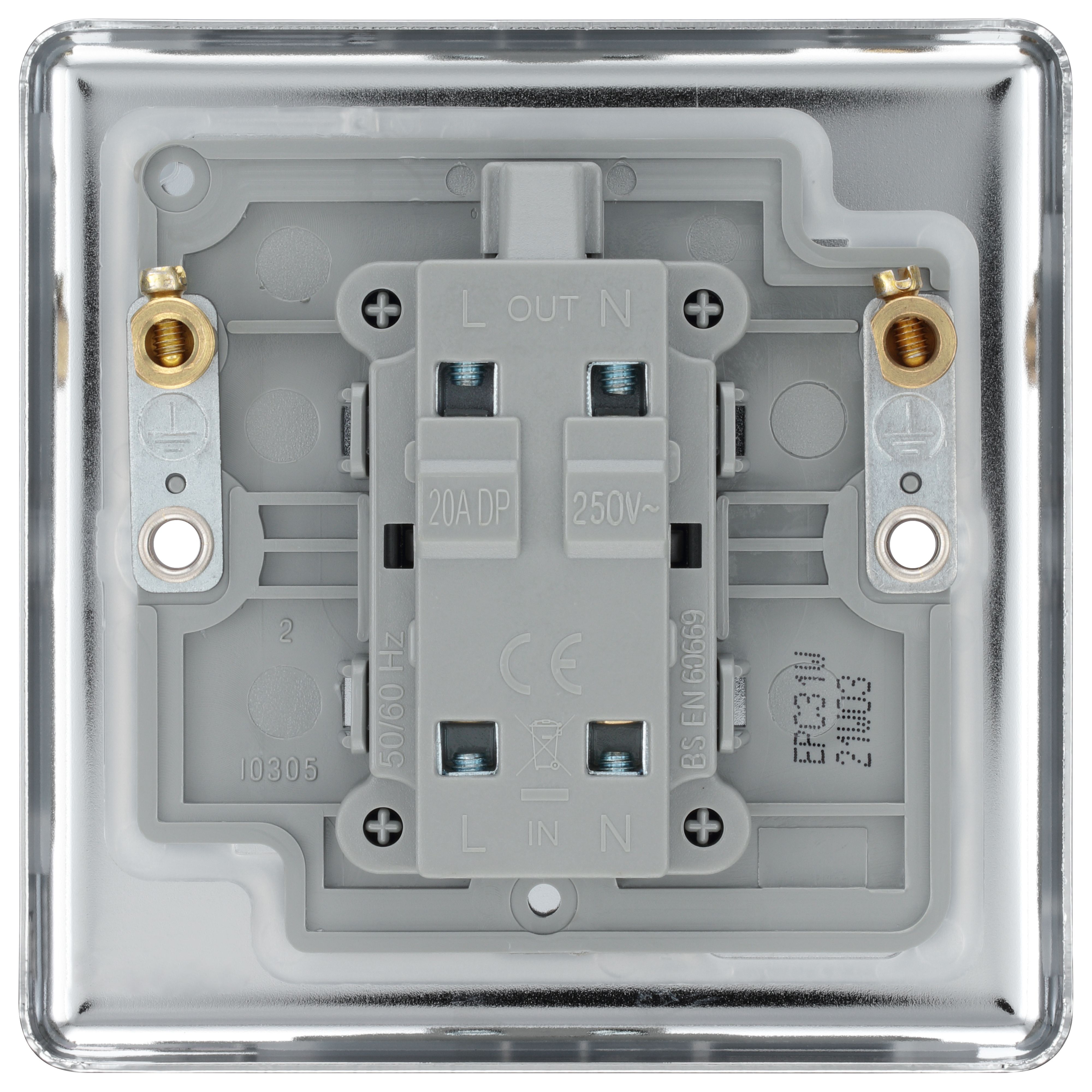 GoodHome 20A Rocker Raised rounded Control switch with LED indicator Chrome effect